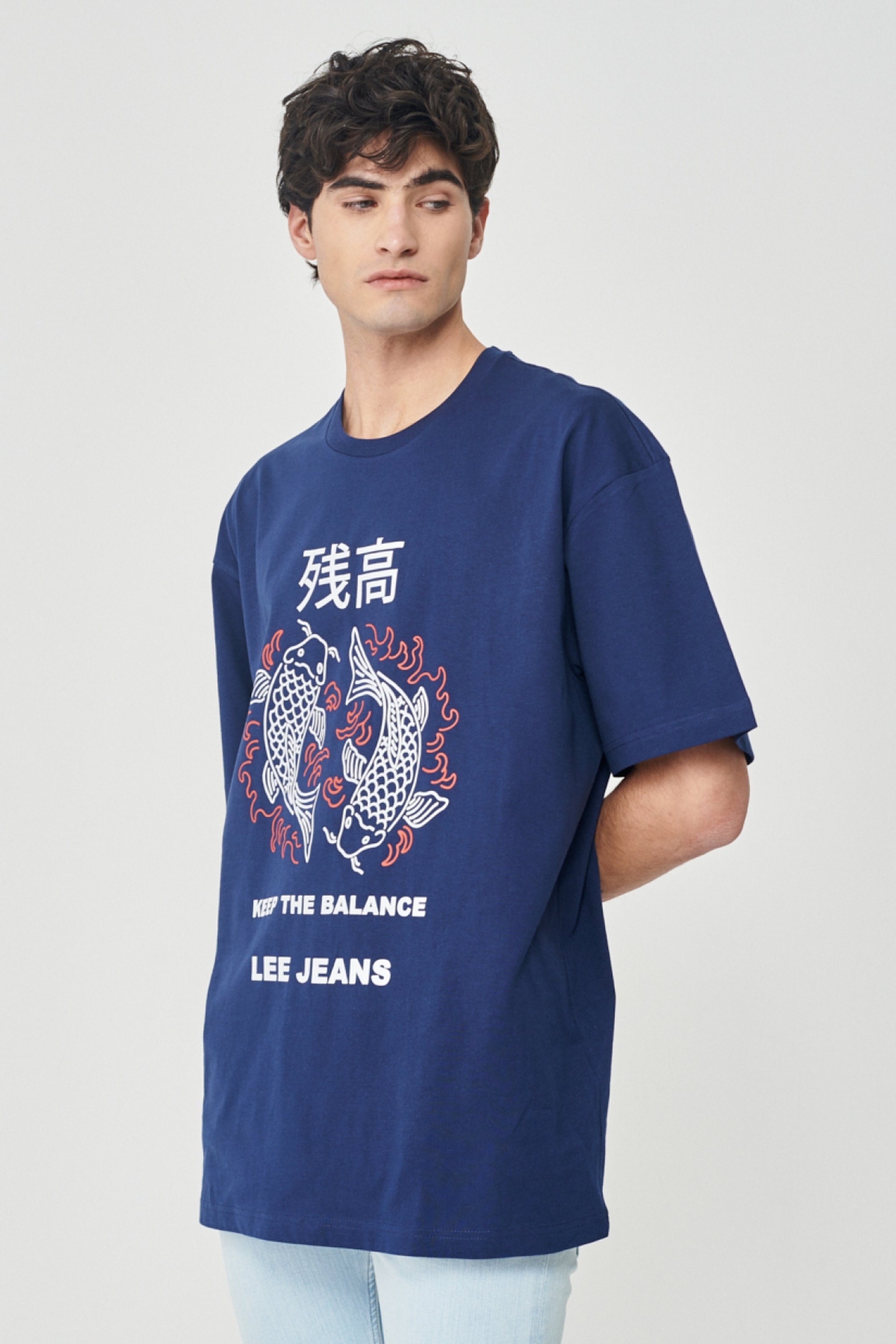 Loose Fit Normal Kesim Bisiklet Yaka %100 Pamuk Lacivert Tişört - Navy-L221391410 (görsel 2)