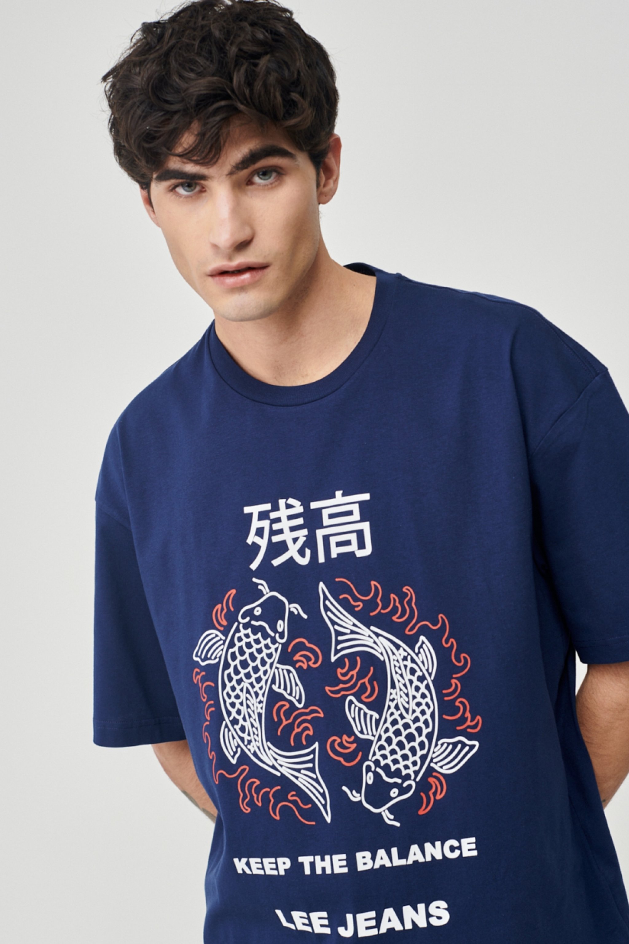 Loose Fit Normal Kesim Bisiklet Yaka %100 Pamuk Lacivert Tişört - Navy-L221391410 (görsel 3)