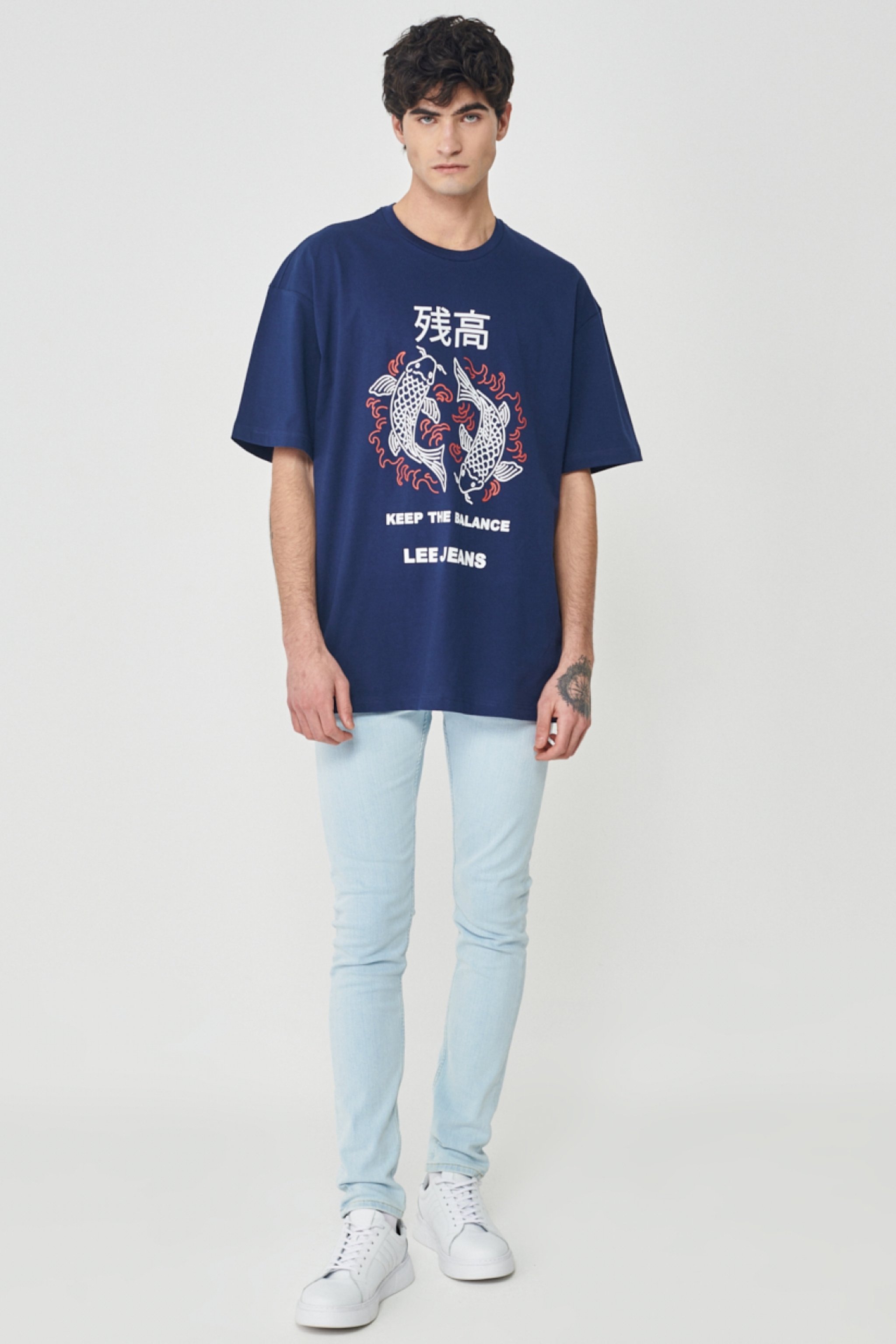 Loose Fit Normal Kesim Bisiklet Yaka %100 Pamuk Lacivert Tişört - Navy-L221391410 (görsel 5)