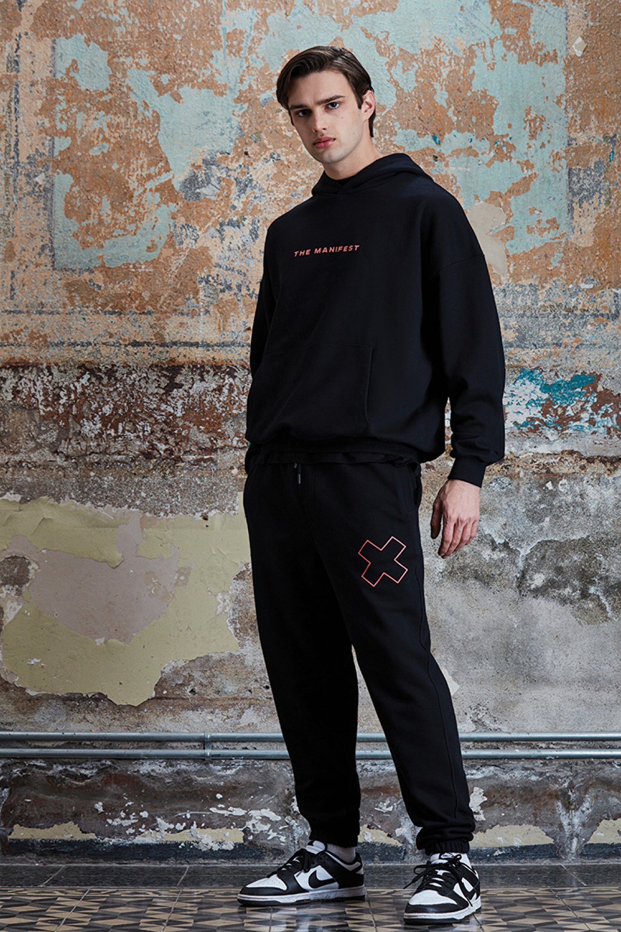 STBA Siyah "Manifest" Oversize Unisex Hoodie Sweatshirt - Black-L221467001