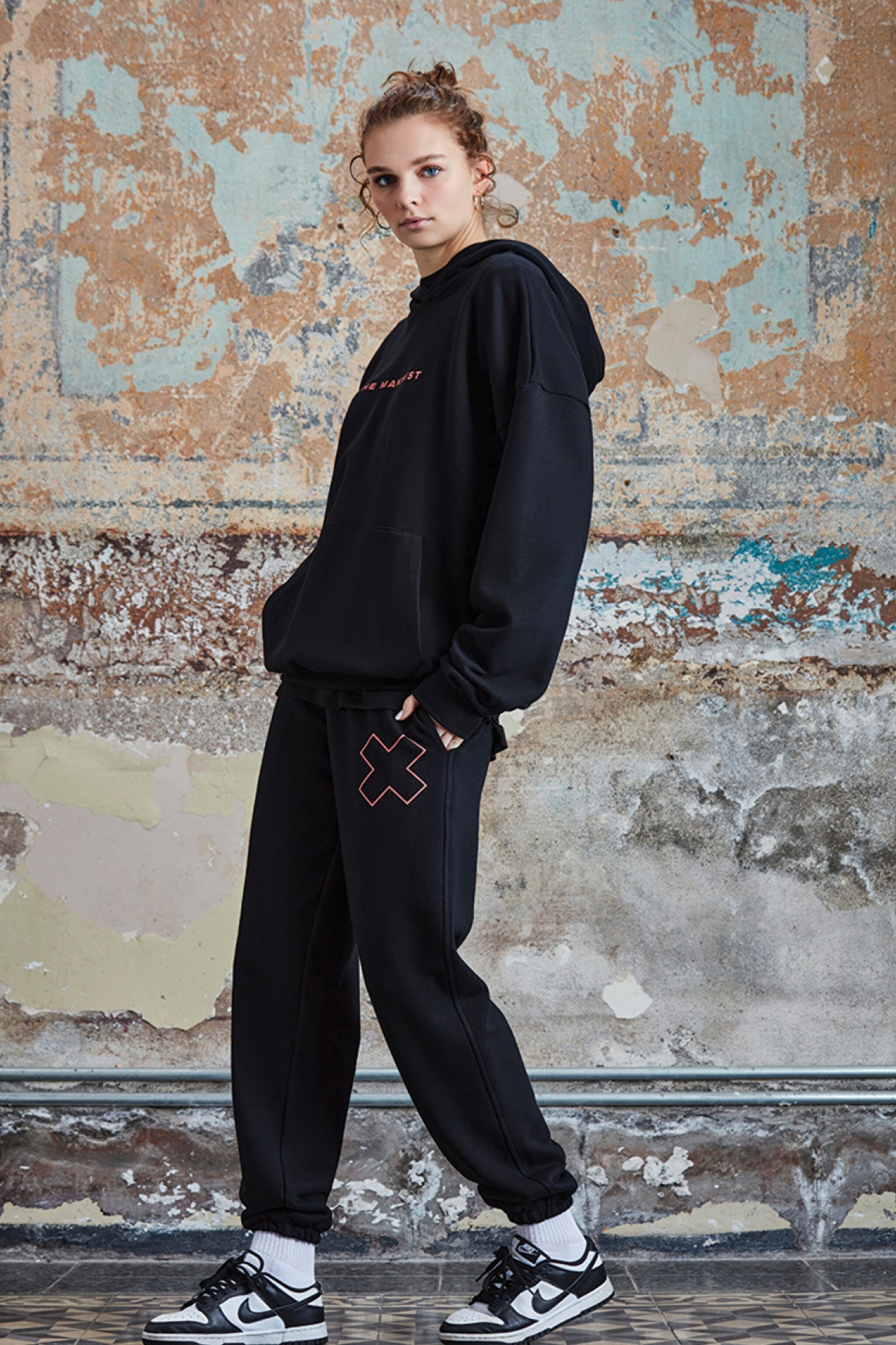 STBA Siyah "Manifest" Oversize Unisex Hoodie Sweatshirt - Black-L221467001 (görsel 4)
