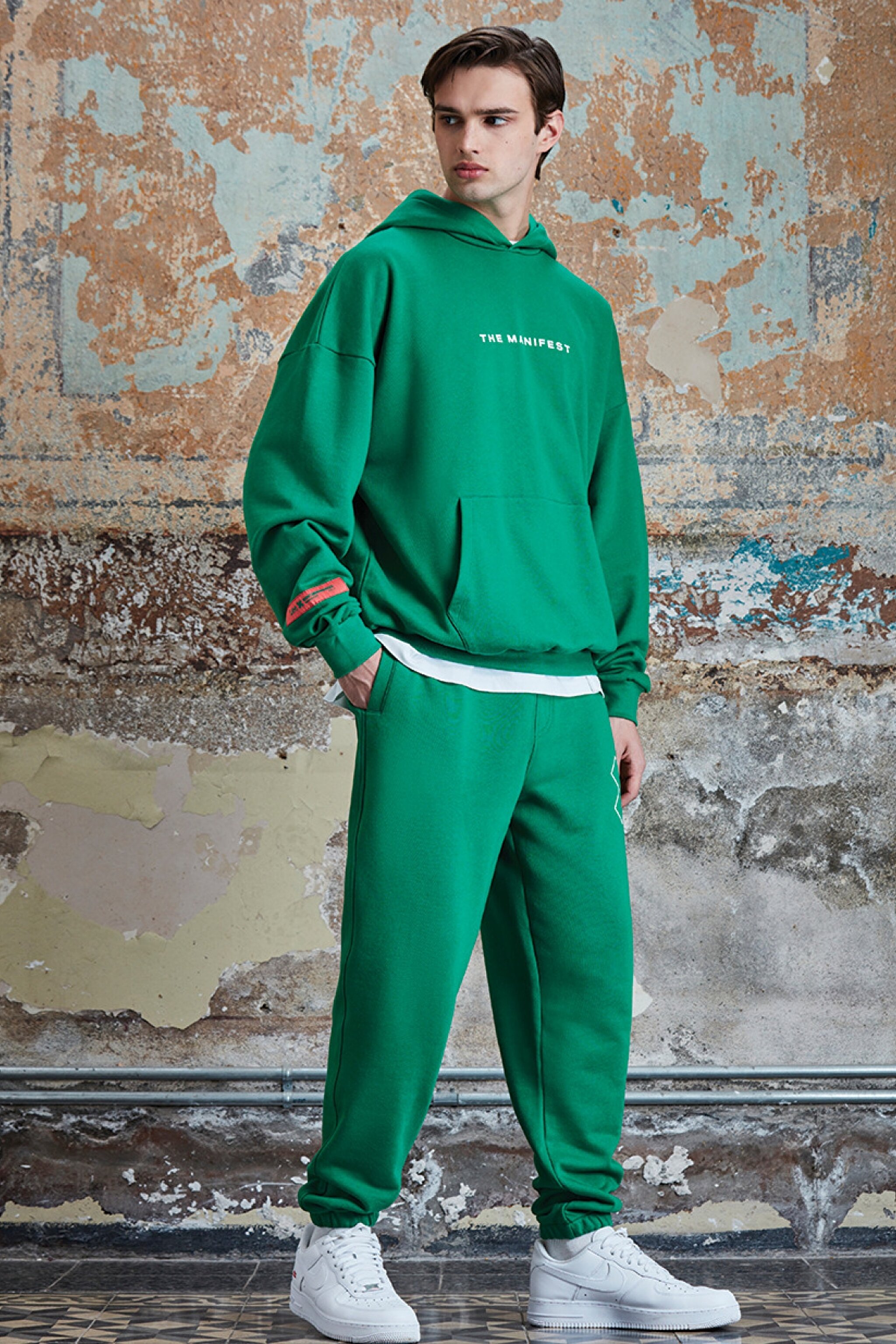 STBA Yeşil "Manifest" Oversize Unisex Hoodie Sweatshirt - Green-L221467300 (görsel 4)