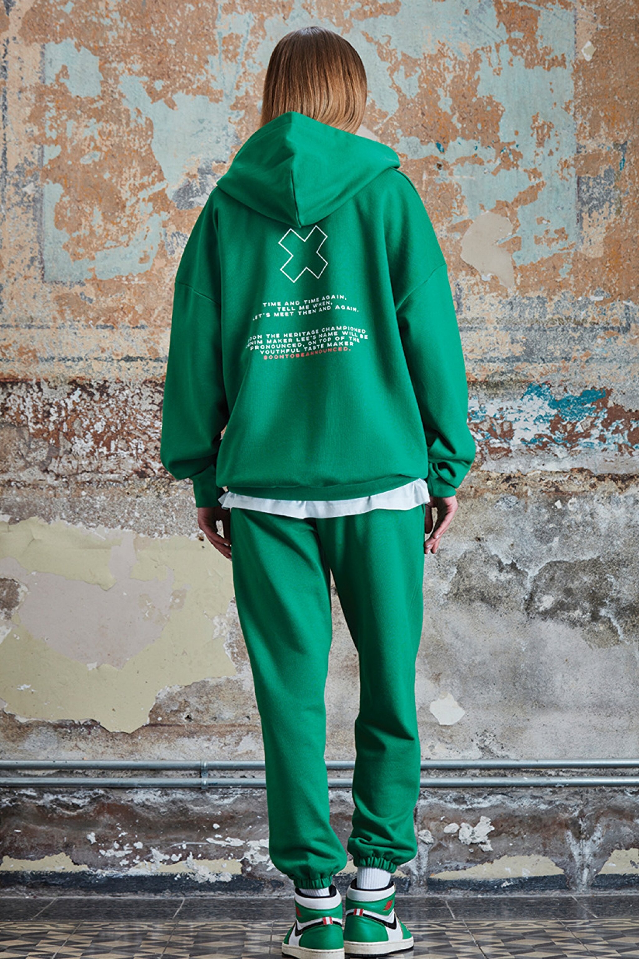 STBA Yeşil "Manifest" Oversize Unisex Hoodie Sweatshirt - Green-L221467300 (görsel 5)