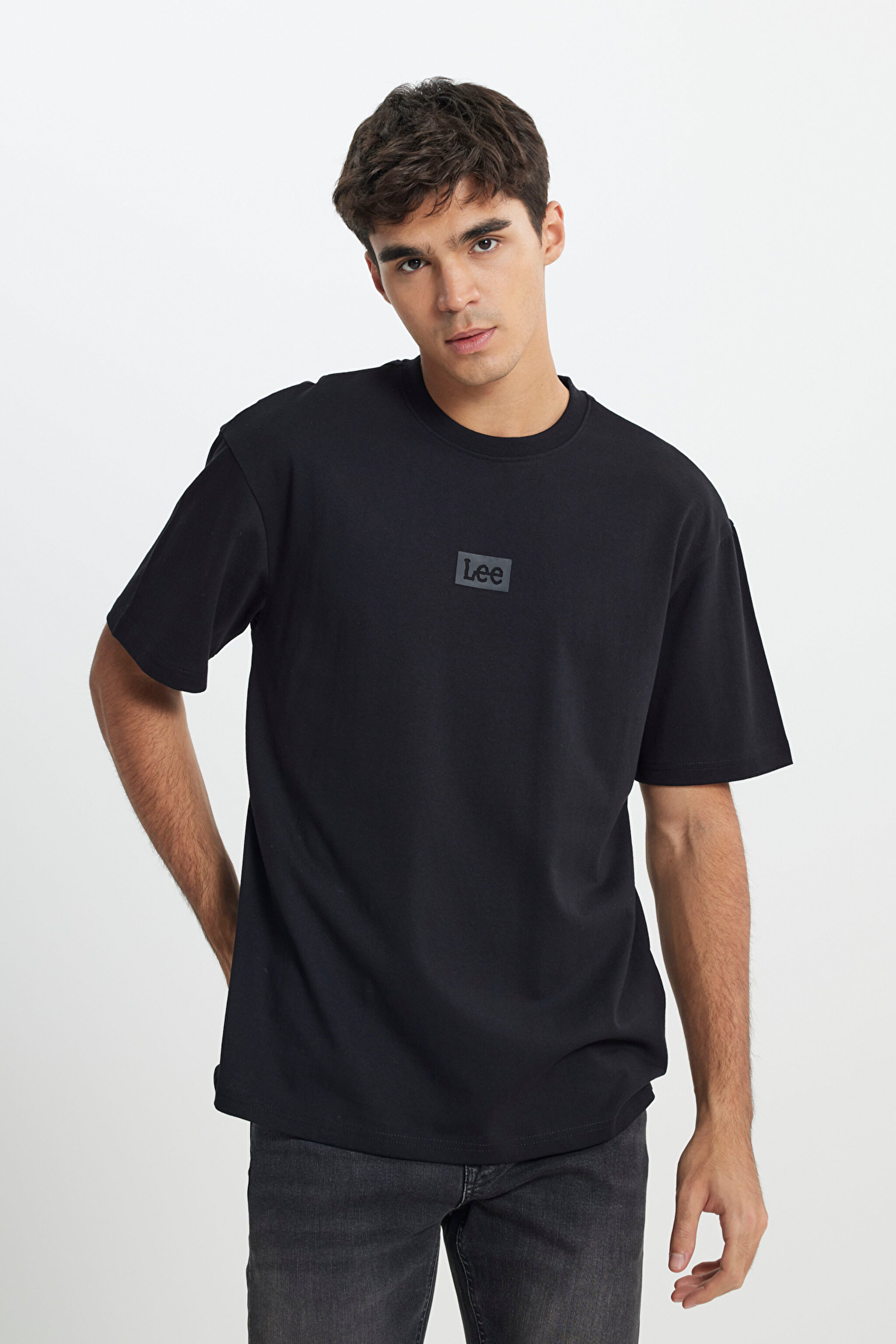Loose Fit Rahat Kesim Bisiklet Yaka %100 Pamuk Siyah Tişört