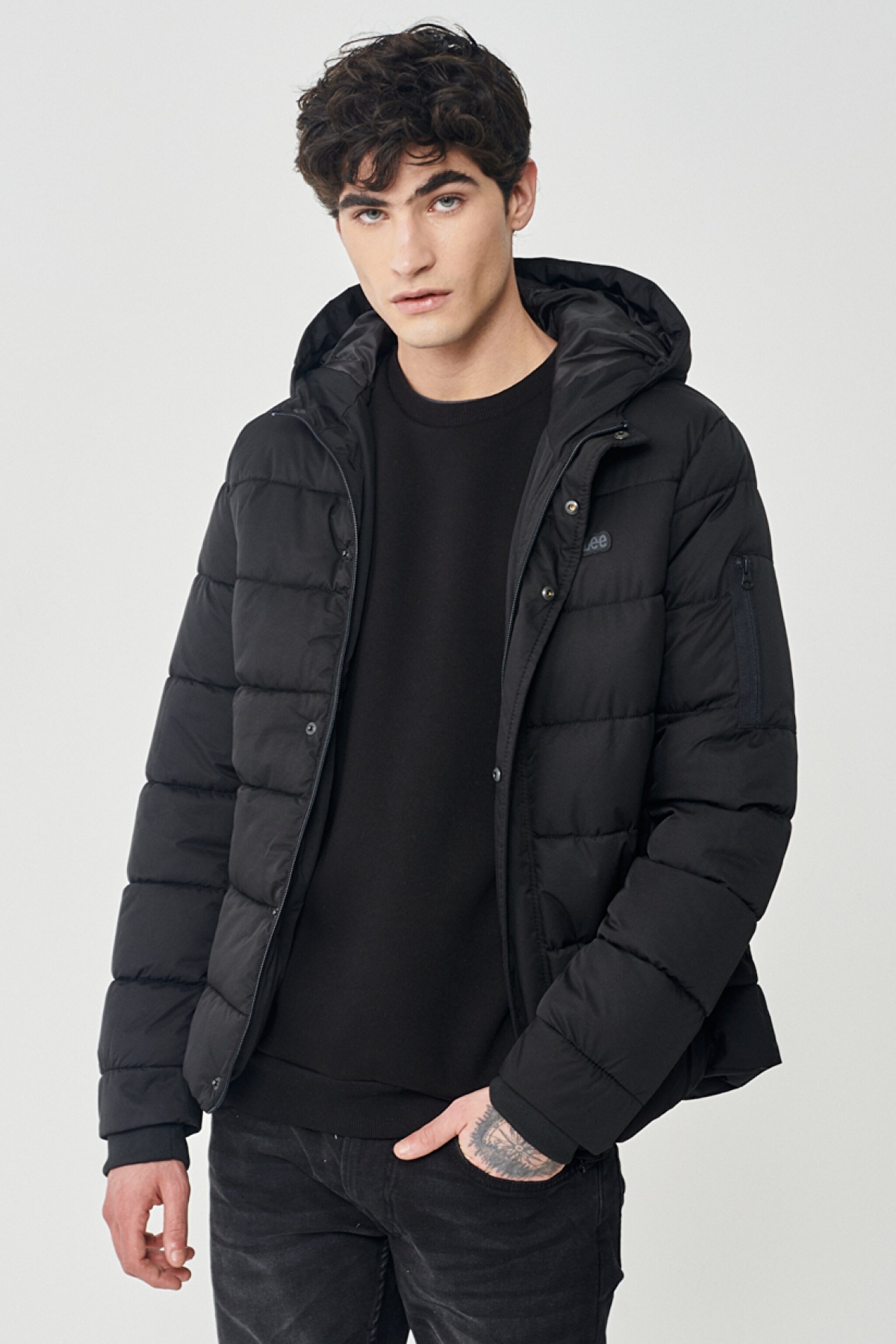 Regular Fit Normal Kesim Dik Yaka Siyah Şişme Mont - Black-L222014001 (görsel 3)