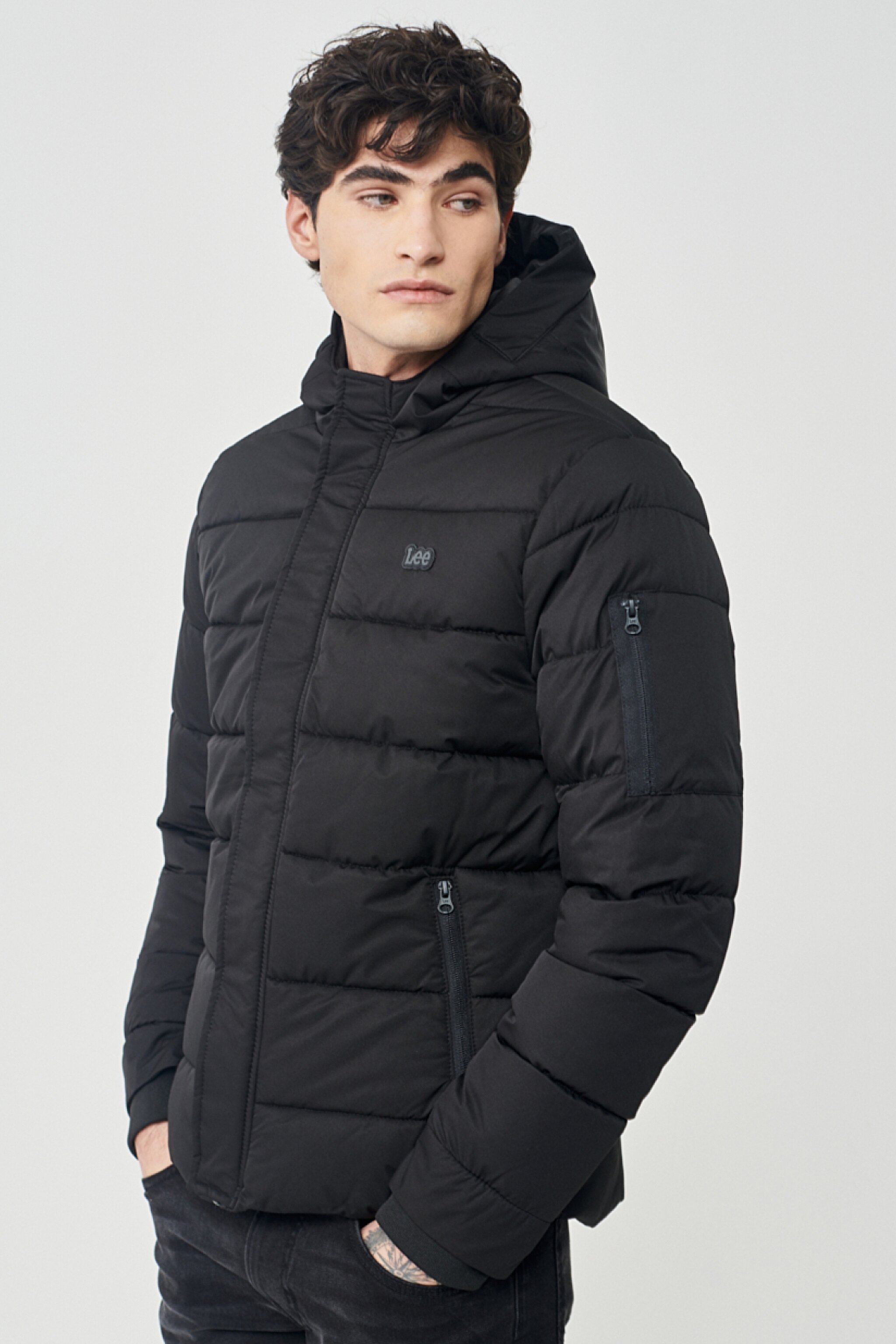 Regular Fit Normal Kesim Dik Yaka Siyah Şişme Mont - Black-L222014001 (görsel 4)