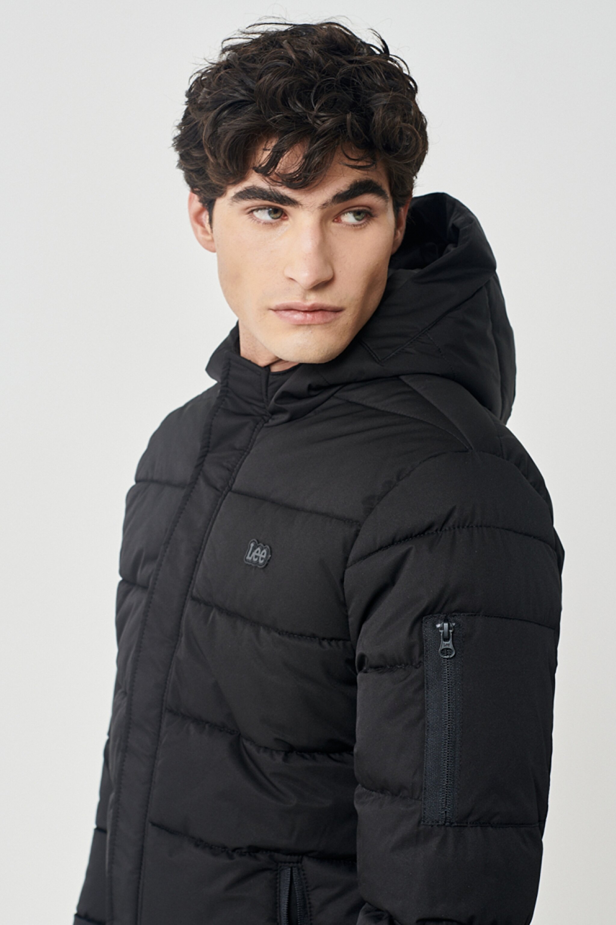 Regular Fit Normal Kesim Dik Yaka Siyah Şişme Mont - Black-L222014001 (görsel 5)