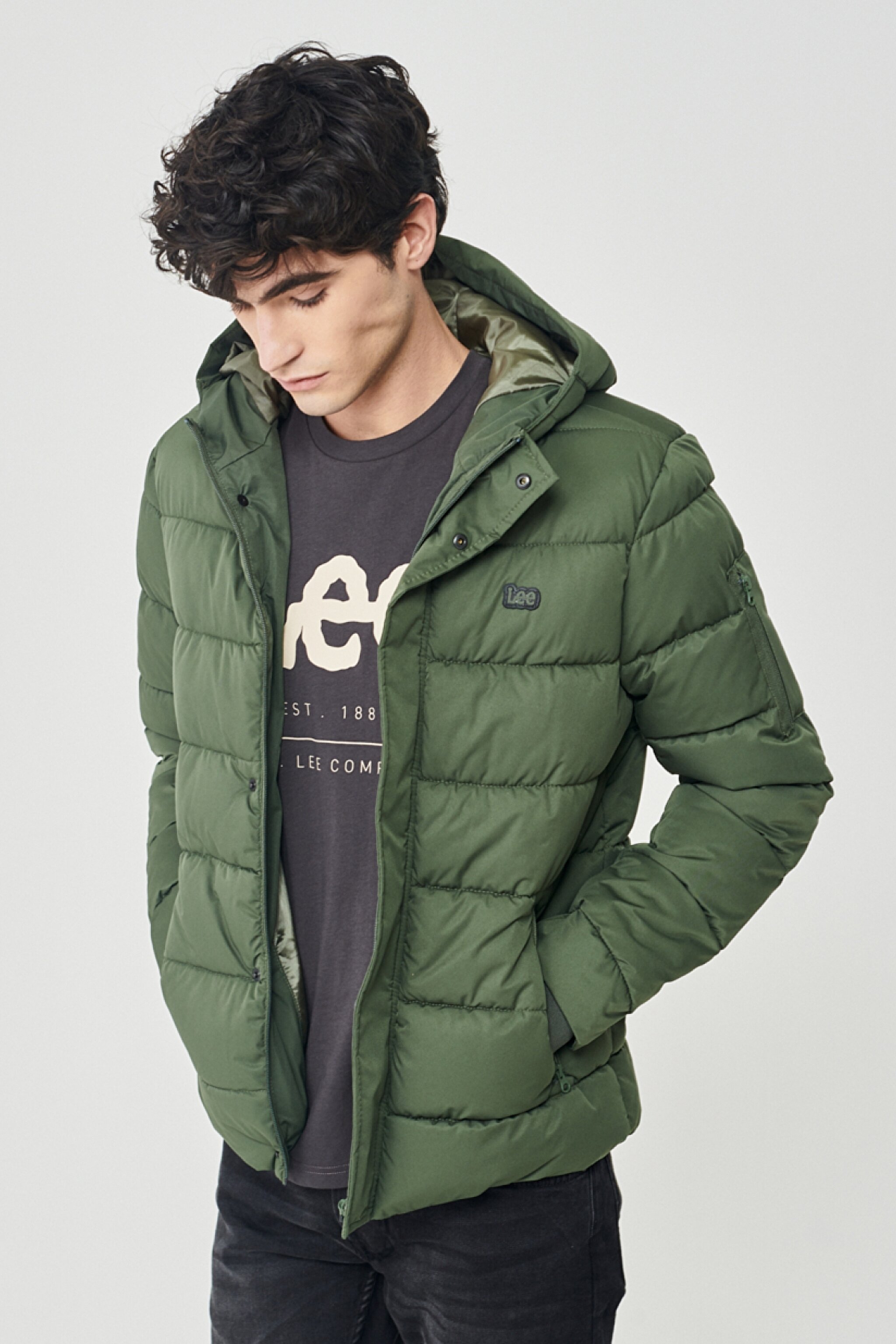 Regular Fit Normal Kesim Dik Yaka Haki Şişme Mont - Khaki-L222014801 (görsel 3)