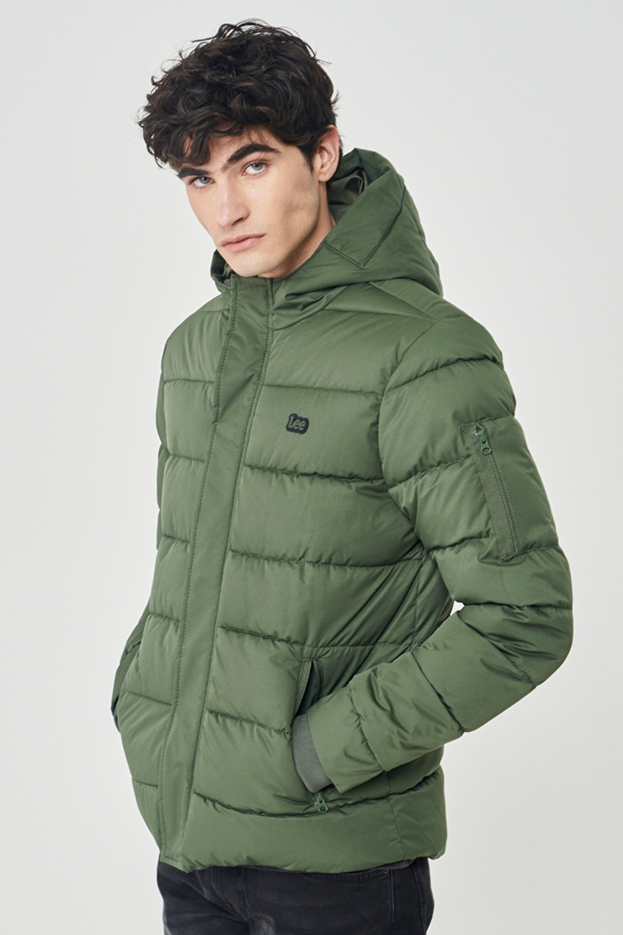 Regular Fit Normal Kesim Dik Yaka Haki Şişme Mont - Khaki-L222014801 (görsel 4)