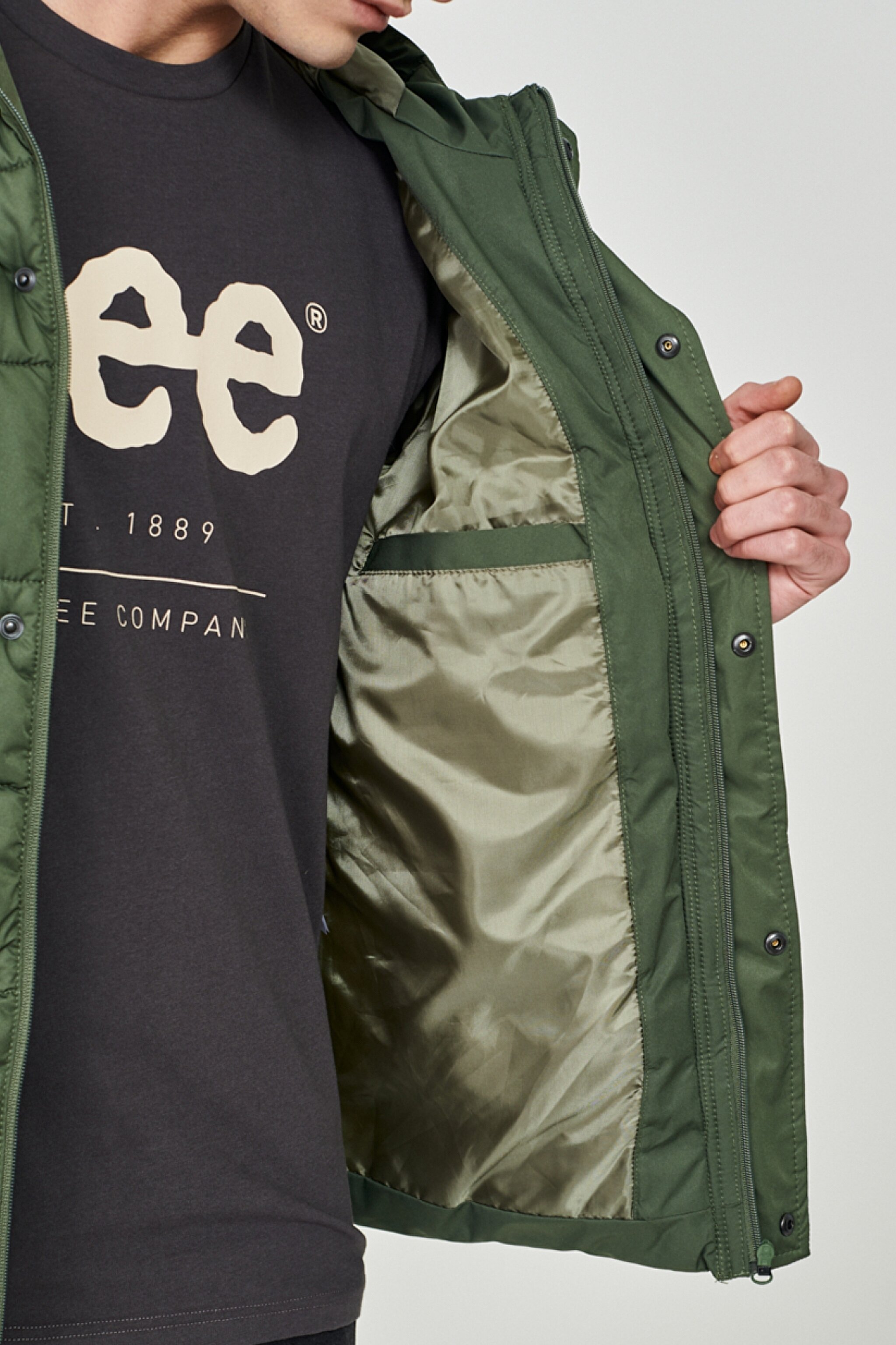 Regular Fit Normal Kesim Dik Yaka Haki Şişme Mont - Khaki-L222014801 (görsel 6)