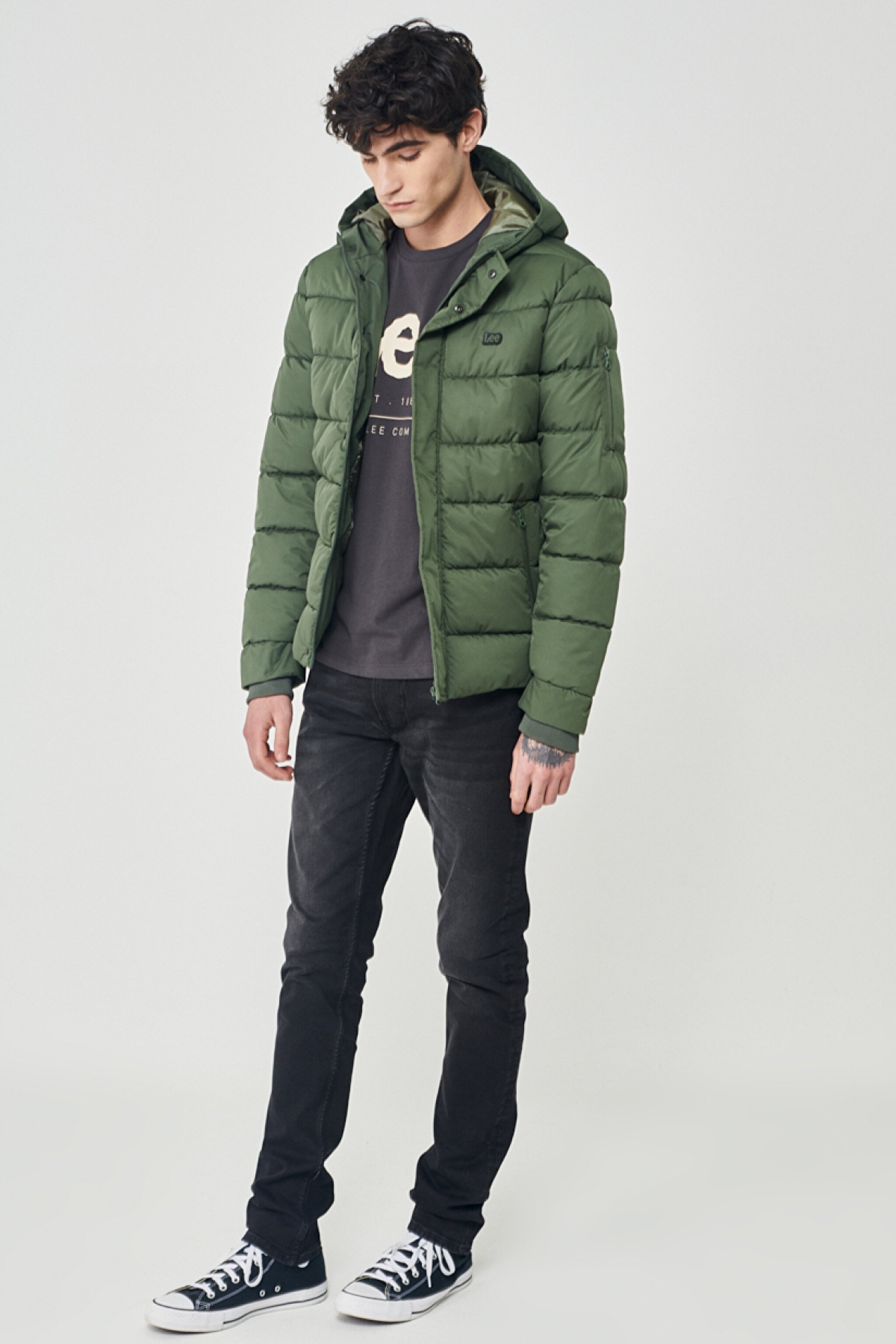 Regular Fit Normal Kesim Dik Yaka Haki Şişme Mont - Khaki-L222014801 (görsel 7)