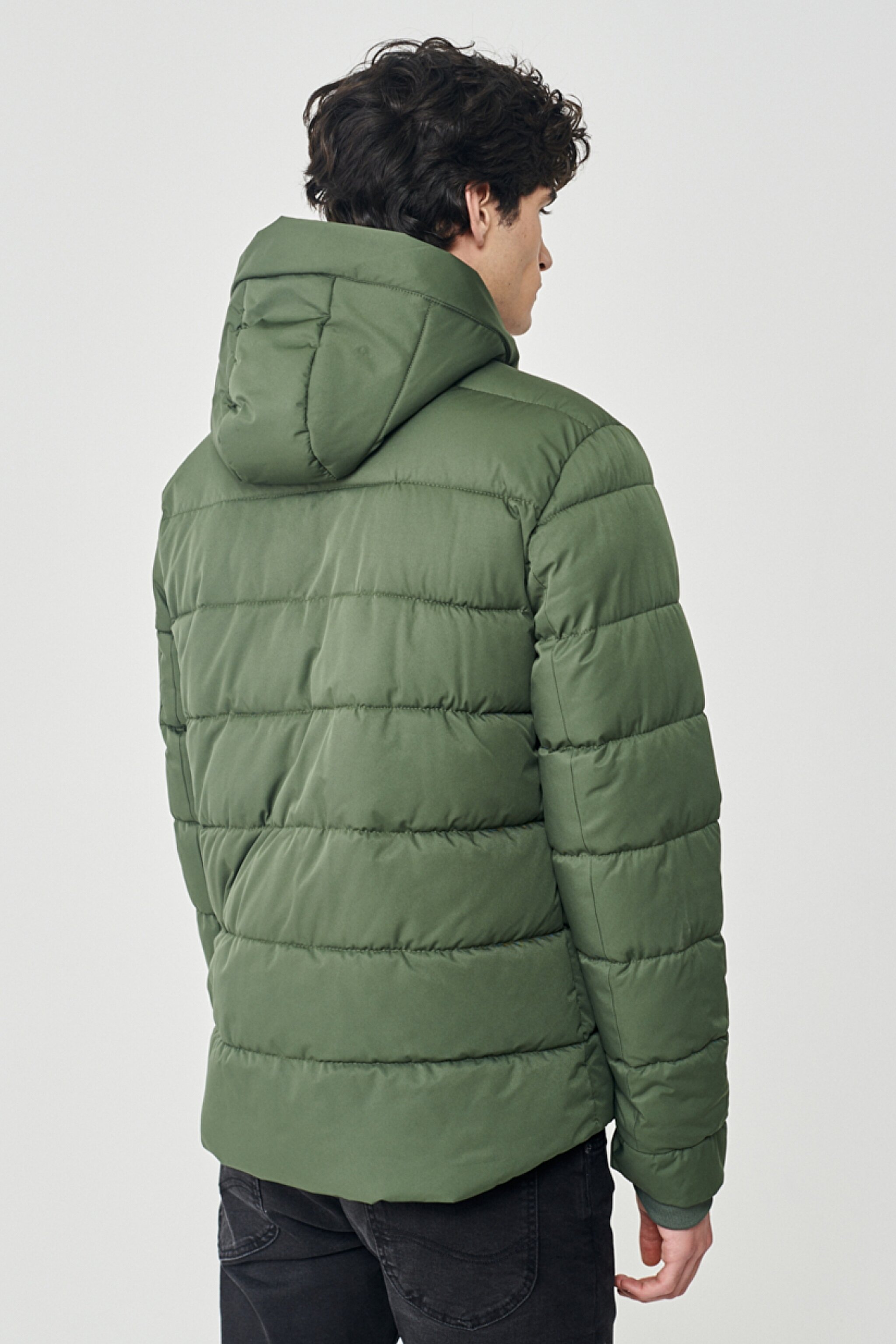Regular Fit Normal Kesim Dik Yaka Haki Şişme Mont - Khaki-L222014801 (görsel 8)