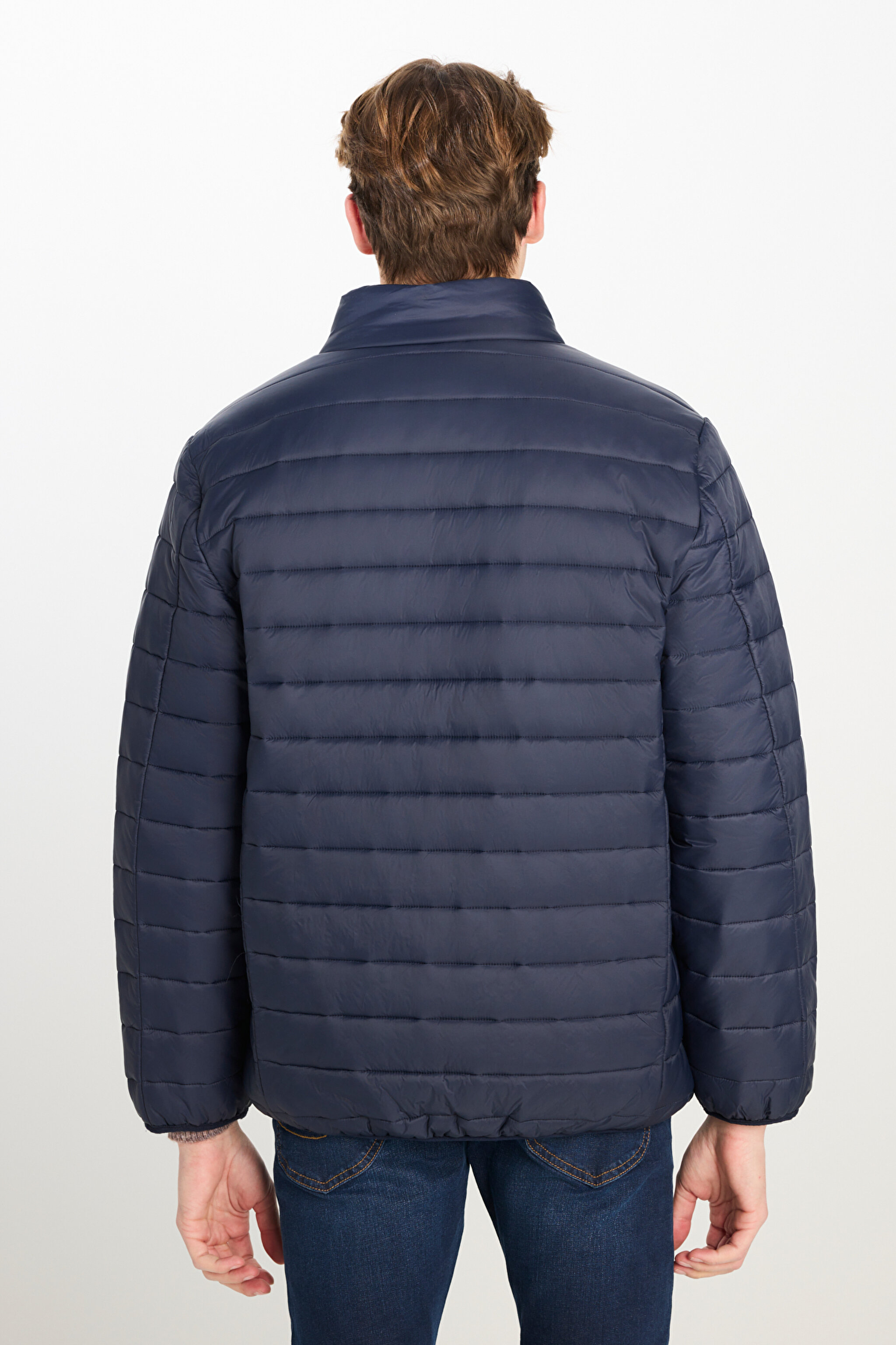 Regular Fit Normal Kesim Kapüşonlu Lacivert Şişme Mont - Navy-L222087410 (görsel 5)