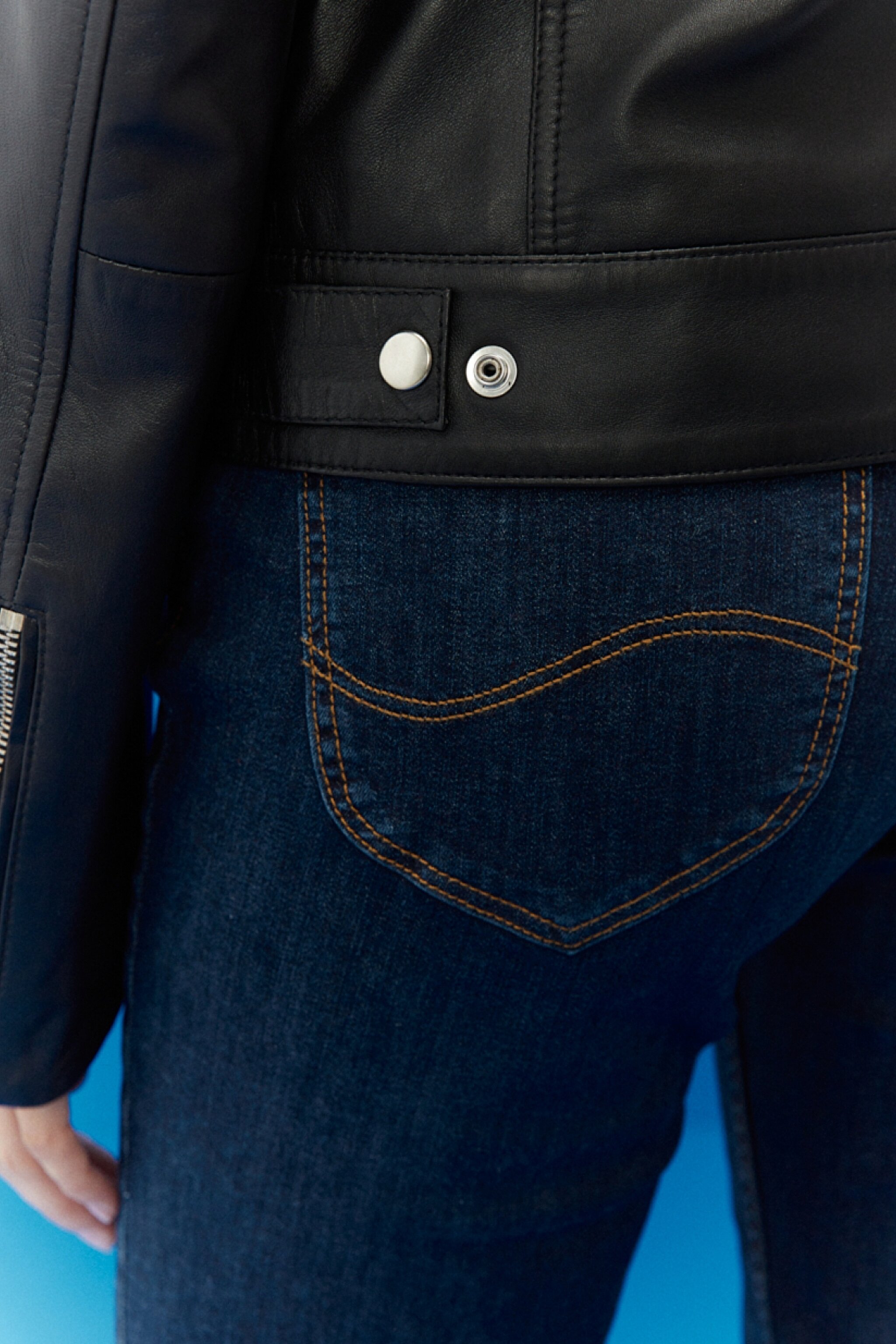 Regular Fit %100 Deri Biker Ceket - Black-L222261001 (görsel 7)