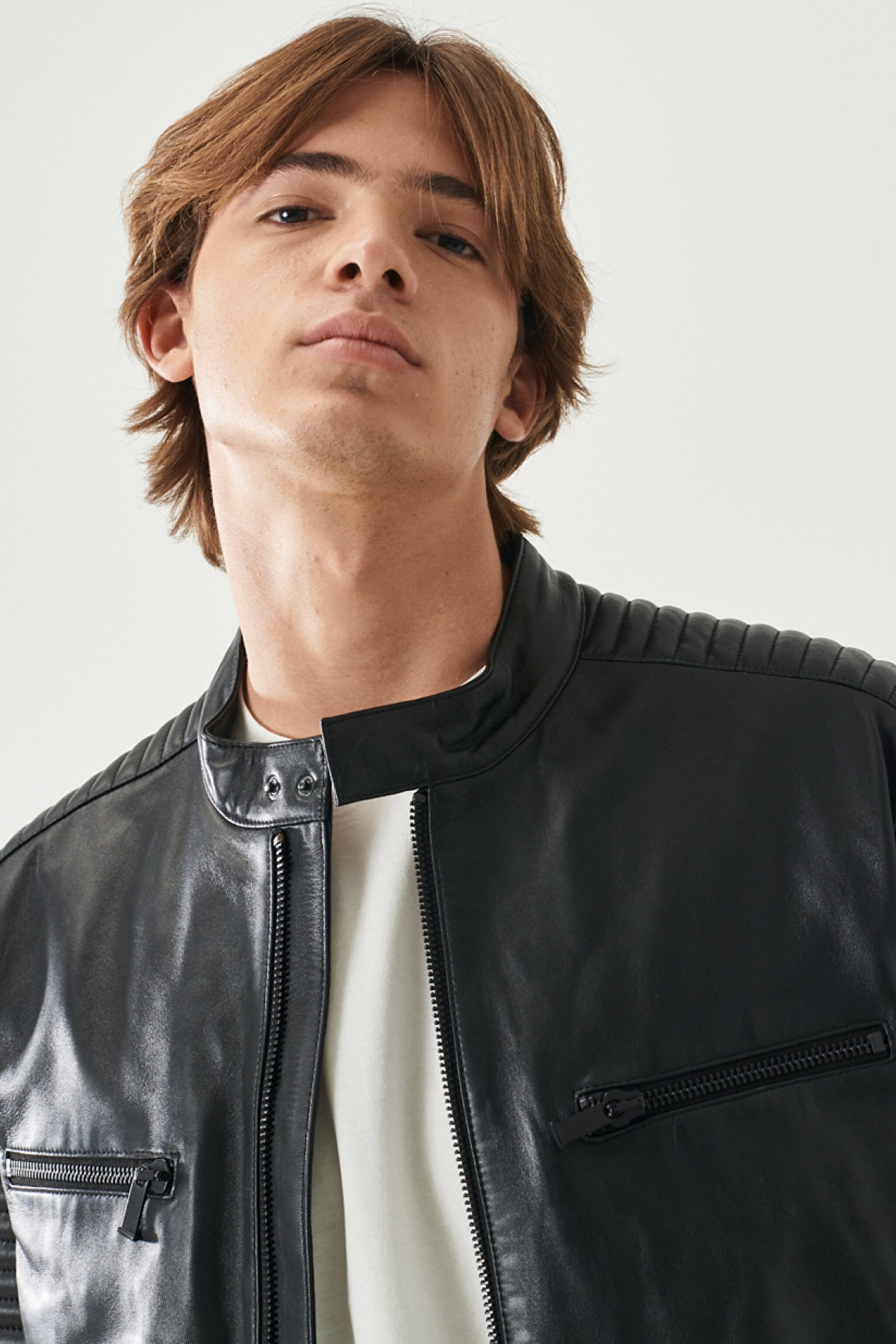 Regular Fit %100 Deri Biker Ceket - Black-L222262001 (görsel 3)