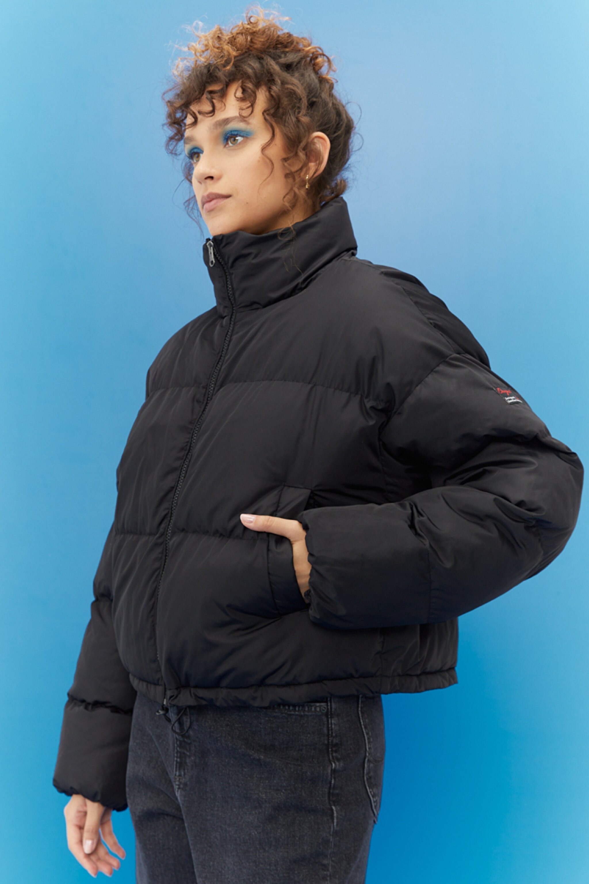 Regular Fit Normal Kesim Siyah Şişme Mont - Black-L222314001 (görsel 3)