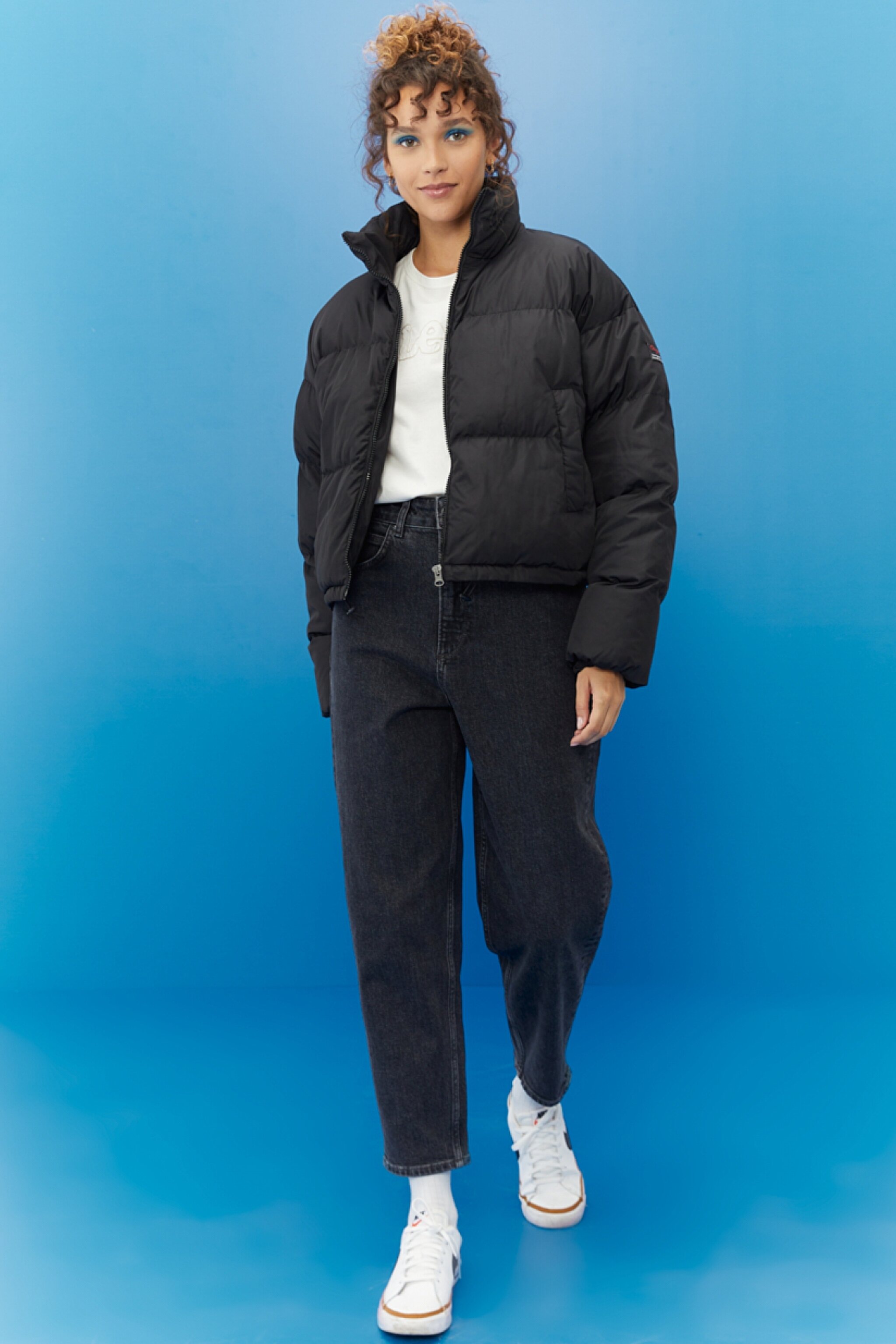 Regular Fit Normal Kesim Siyah Şişme Mont - Black-L222314001 (görsel 5)