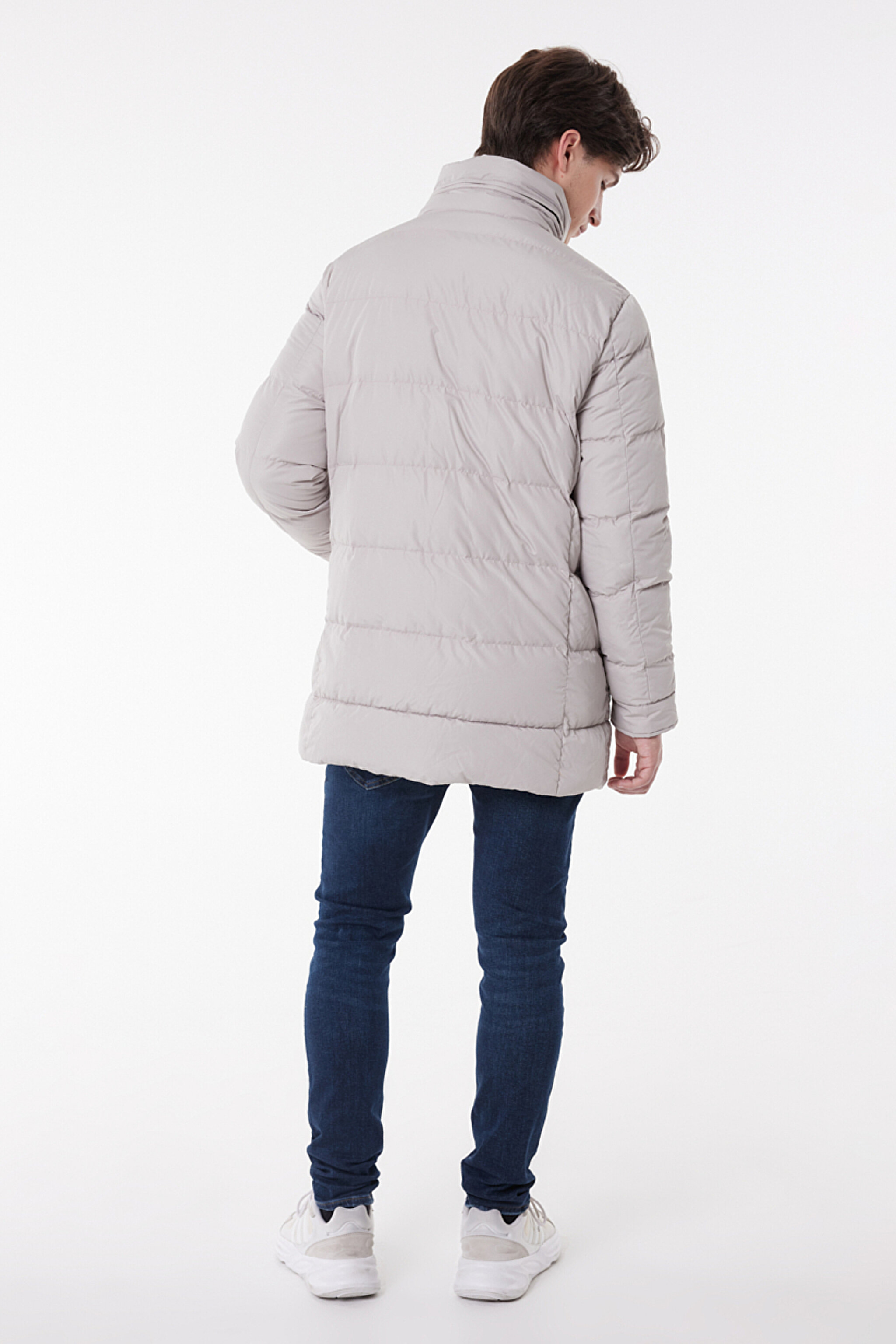 Regular Fit Normal Kesim Dik Yaka Kırık Beyaz Şişme Mont - Off White-L222360102 (görsel 6)