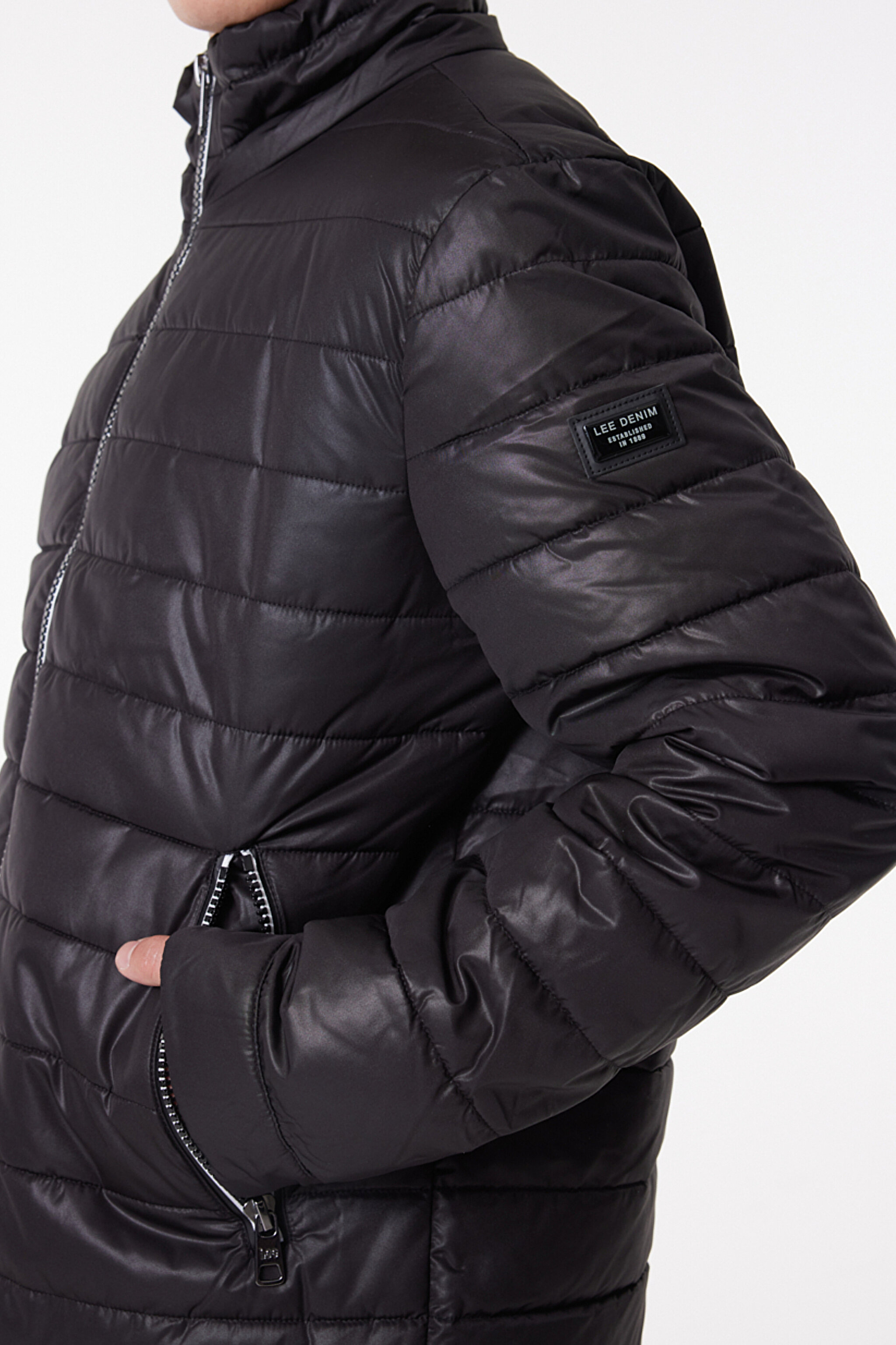 Regular Fit Normal Kesim Dik Yaka Siyah Şişme Mont - Black-L222378001 (görsel 5)