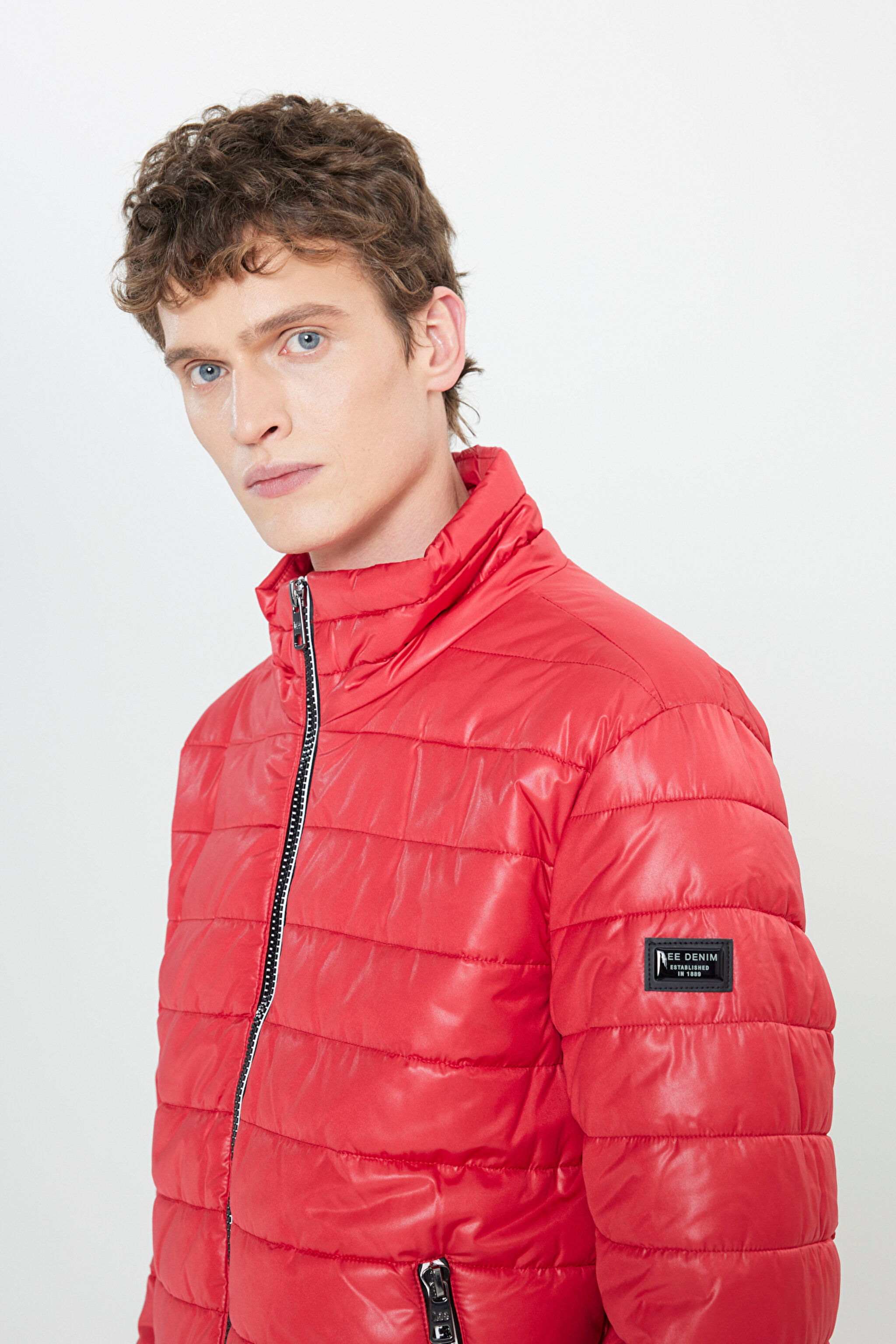 Regular Fit Normal Kesim Dik Yaka Kırmızı Şişme Mont - Red-L222378600 (görsel 4)