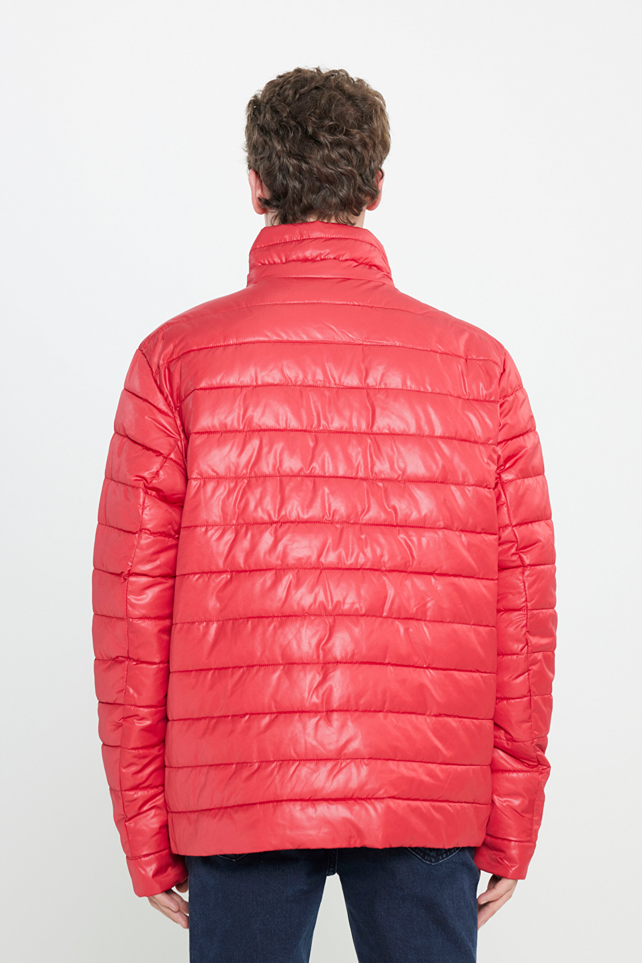 Regular Fit Normal Kesim Dik Yaka Kırmızı Şişme Mont - Red-L222378600 (görsel 5)