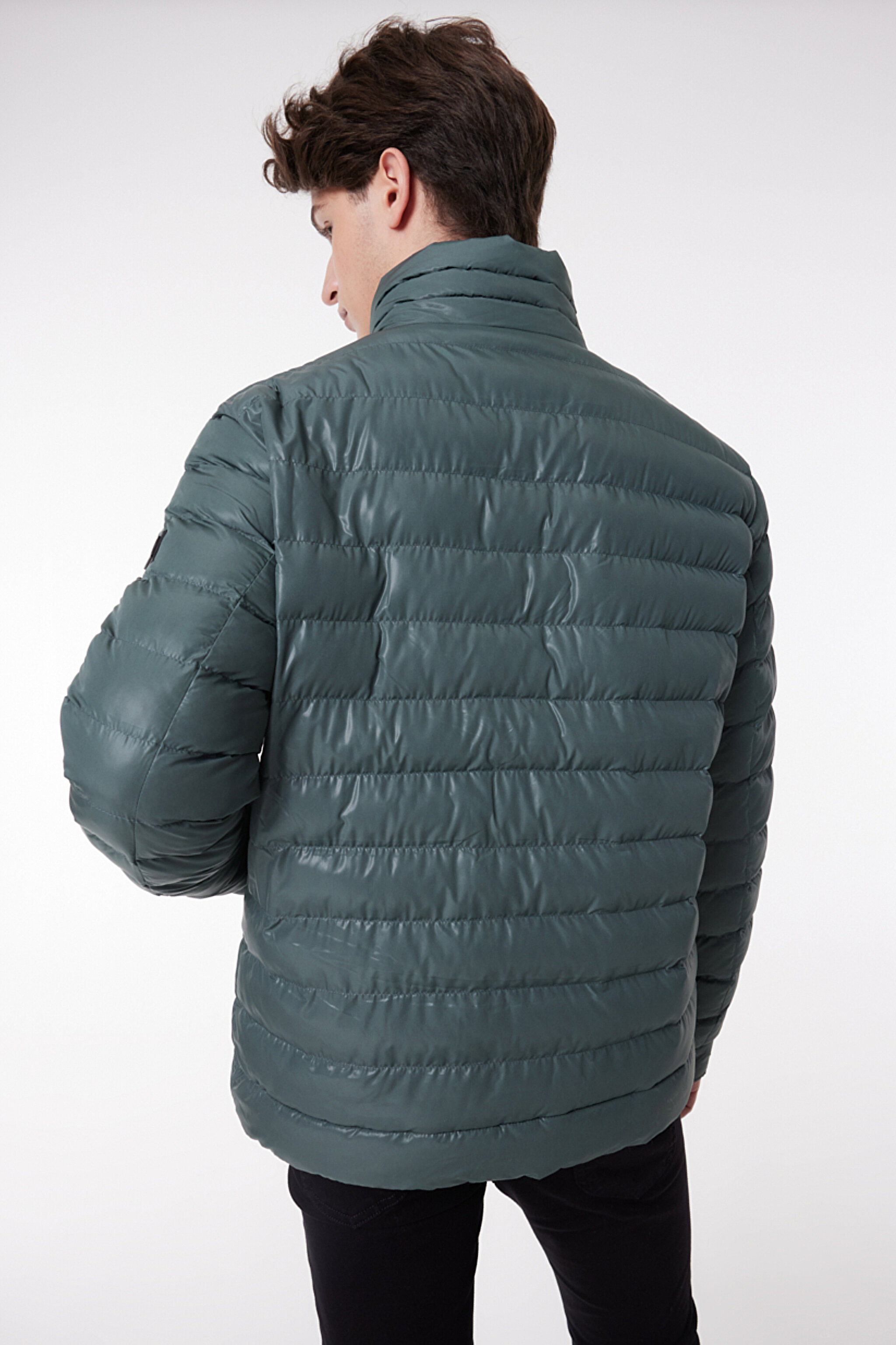 Regular Fit Normal Kesim Dik Yaka Haki Şişme Mont - Khaki-L222378801 (görsel 5)