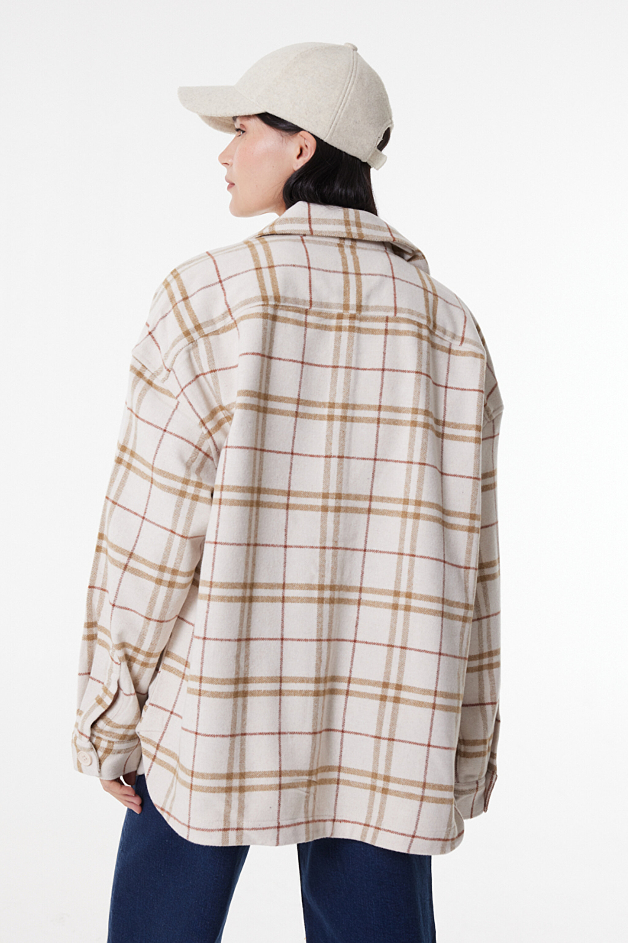 Regular Fit Normal Kesim %100 Pamuk Uzun Kollu Ekru Gömlek - Ecru-L222600104 (görsel 7)