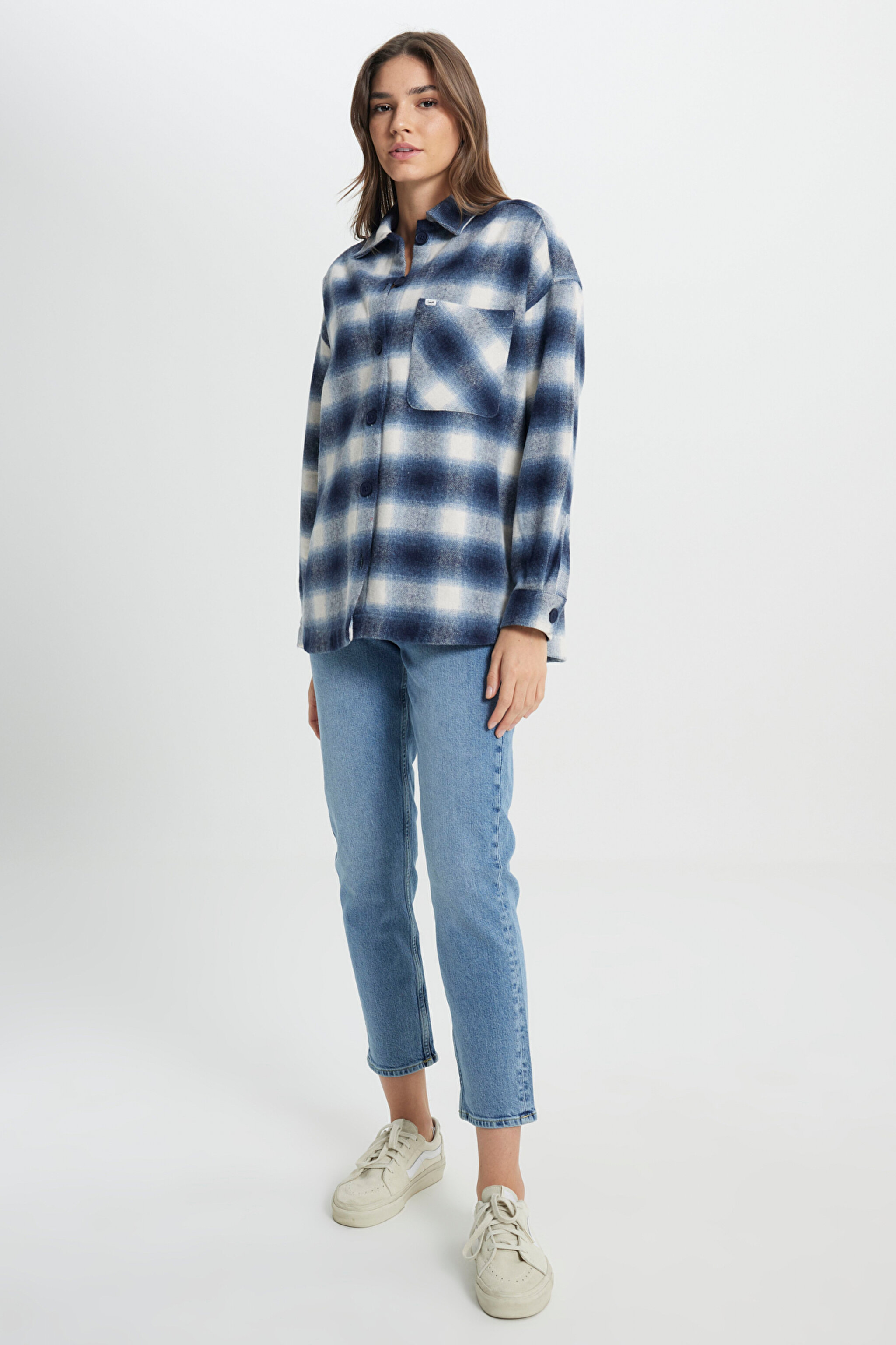 Regular Fit Normal Kesim %100 Pamuk Uzun Kollu Mavi Gömlek - Blue-L222601400 (görsel 4)