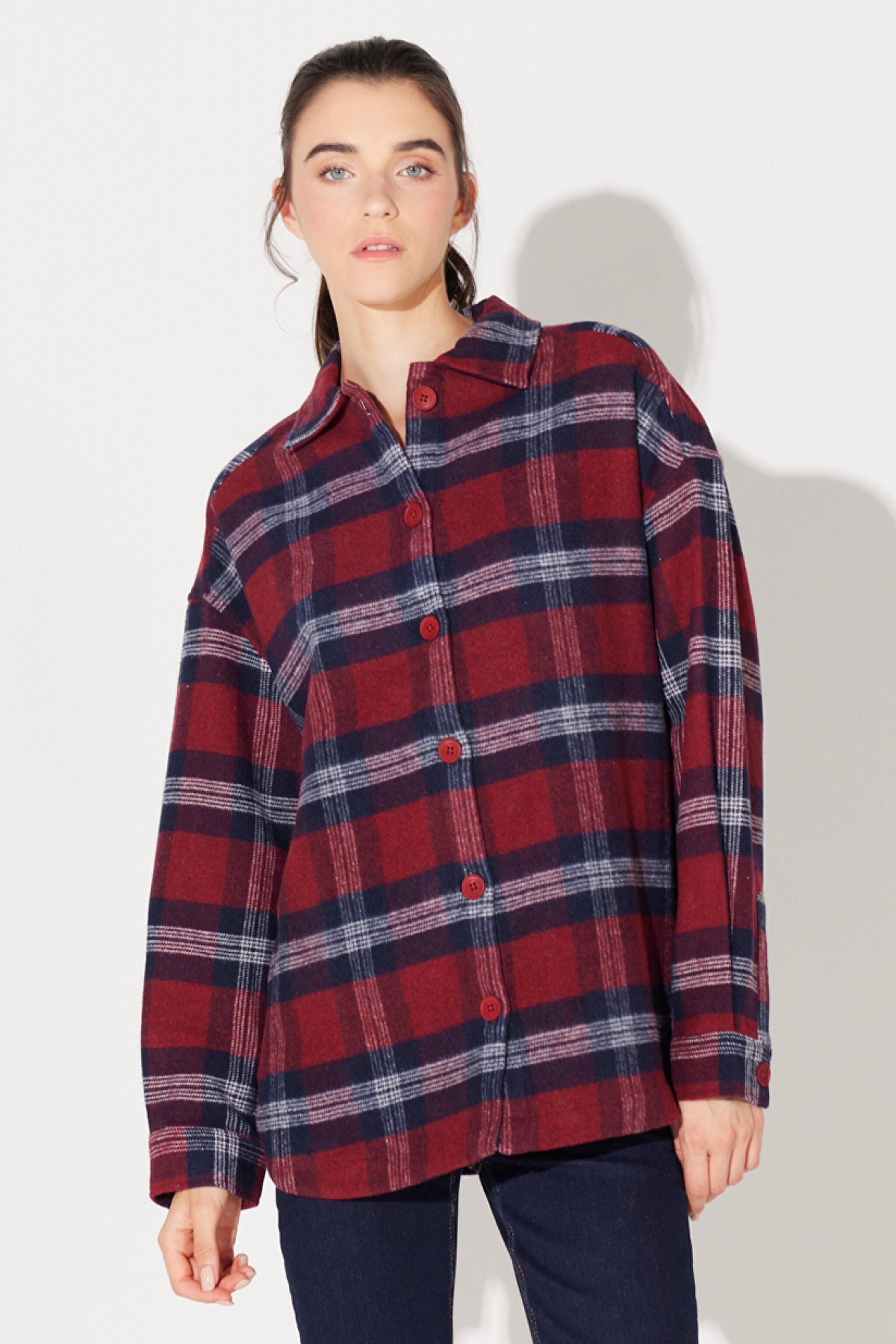 Regular Fit Normal Kesim %100 Pamuk Uzun Kollu Kırmızı Gömlek - Red-L222602600