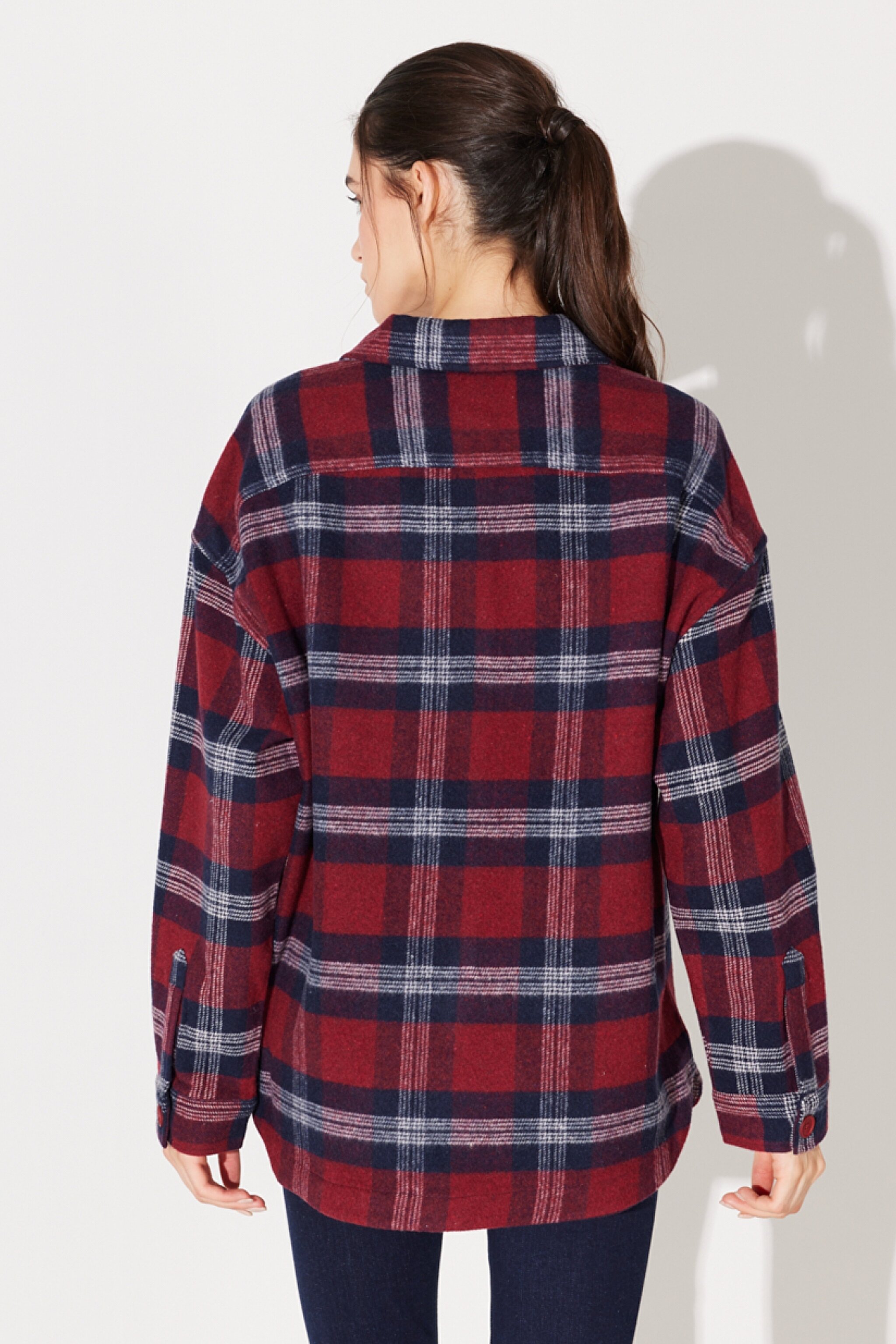 Regular Fit Normal Kesim %100 Pamuk Uzun Kollu Kırmızı Gömlek - Red-L222602600 (görsel 6)