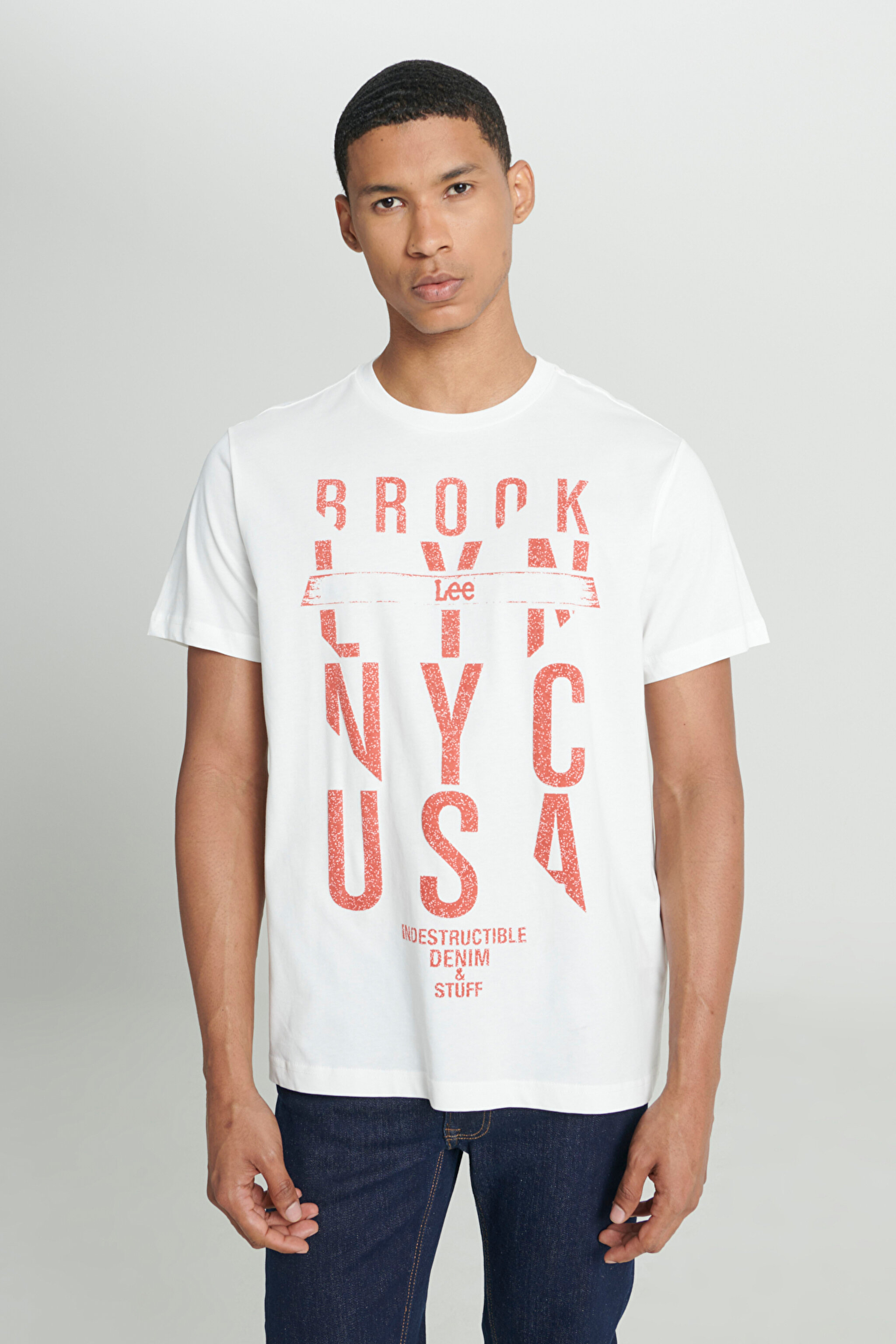 Regular Fit Rahat Kesim Bisiklet Yaka %100 Pamuk Kırık Beyaz Tişört - Off White-L222607102