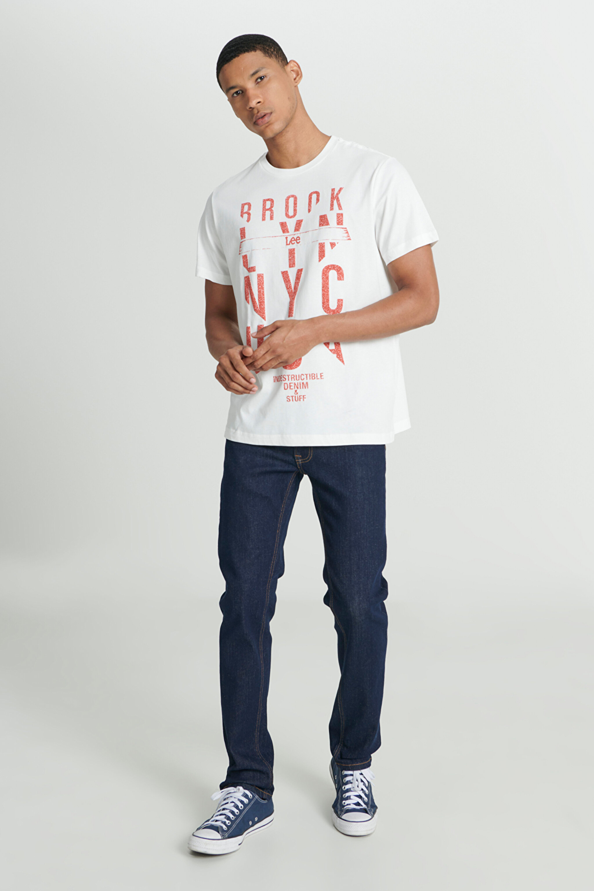Regular Fit Rahat Kesim Bisiklet Yaka %100 Pamuk Kırık Beyaz Tişört - Off White-L222607102 (görsel 3)