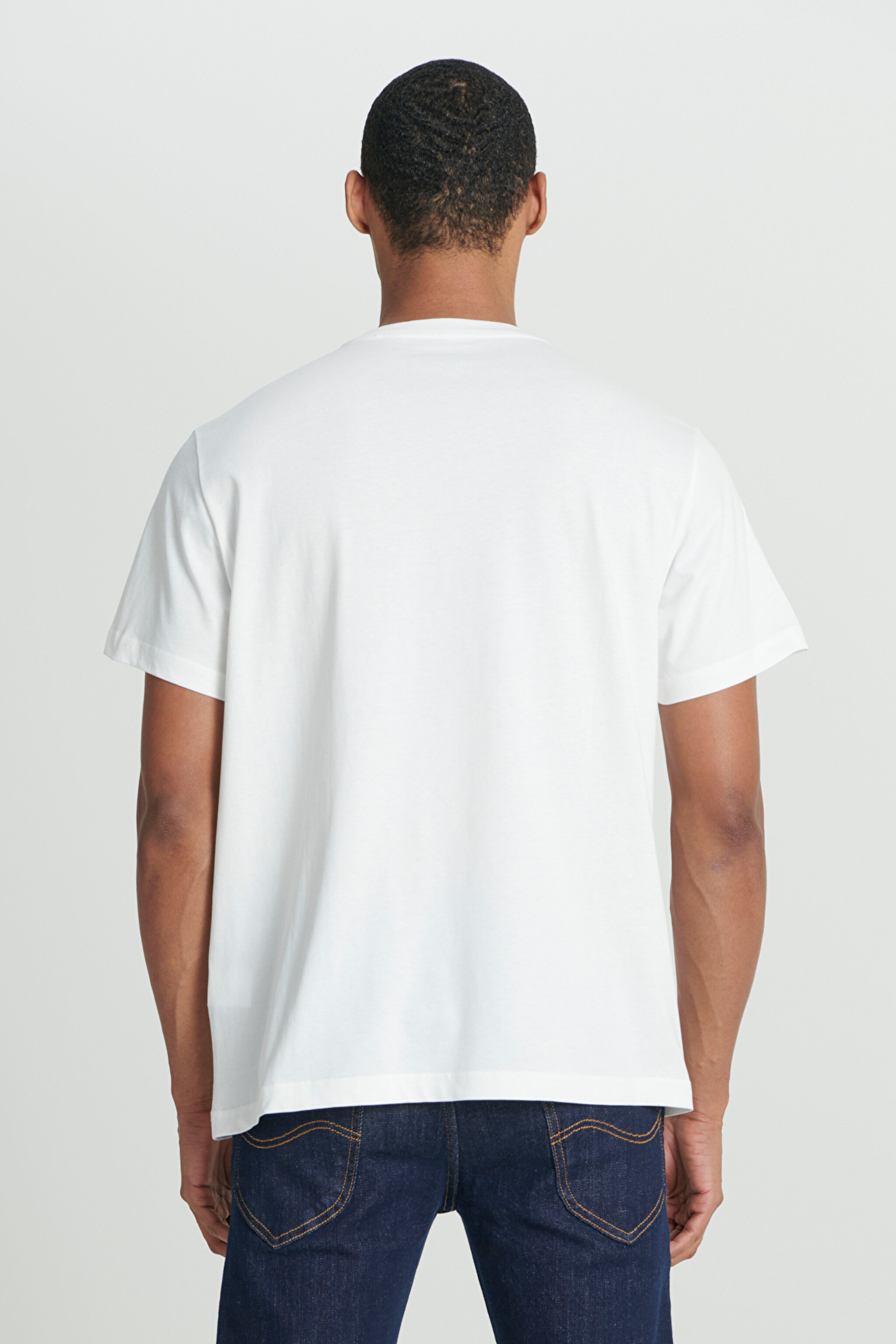 Regular Fit Rahat Kesim Bisiklet Yaka %100 Pamuk Kırık Beyaz Tişört - Off White-L222607102 (görsel 5)