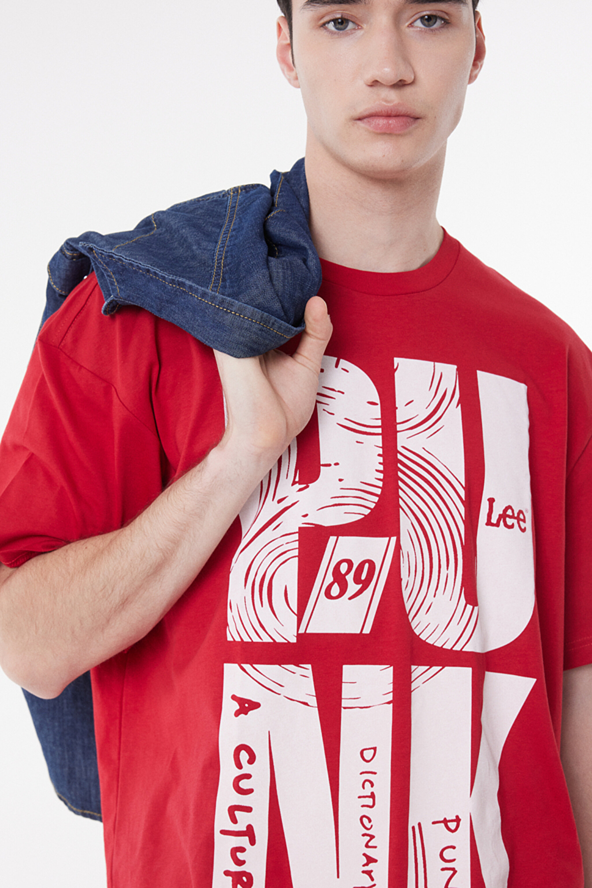 Loose Fit %100 Pamuk Bisiklet Yaka Kırmızı Tişört - Red-L222610600 (görsel 5)