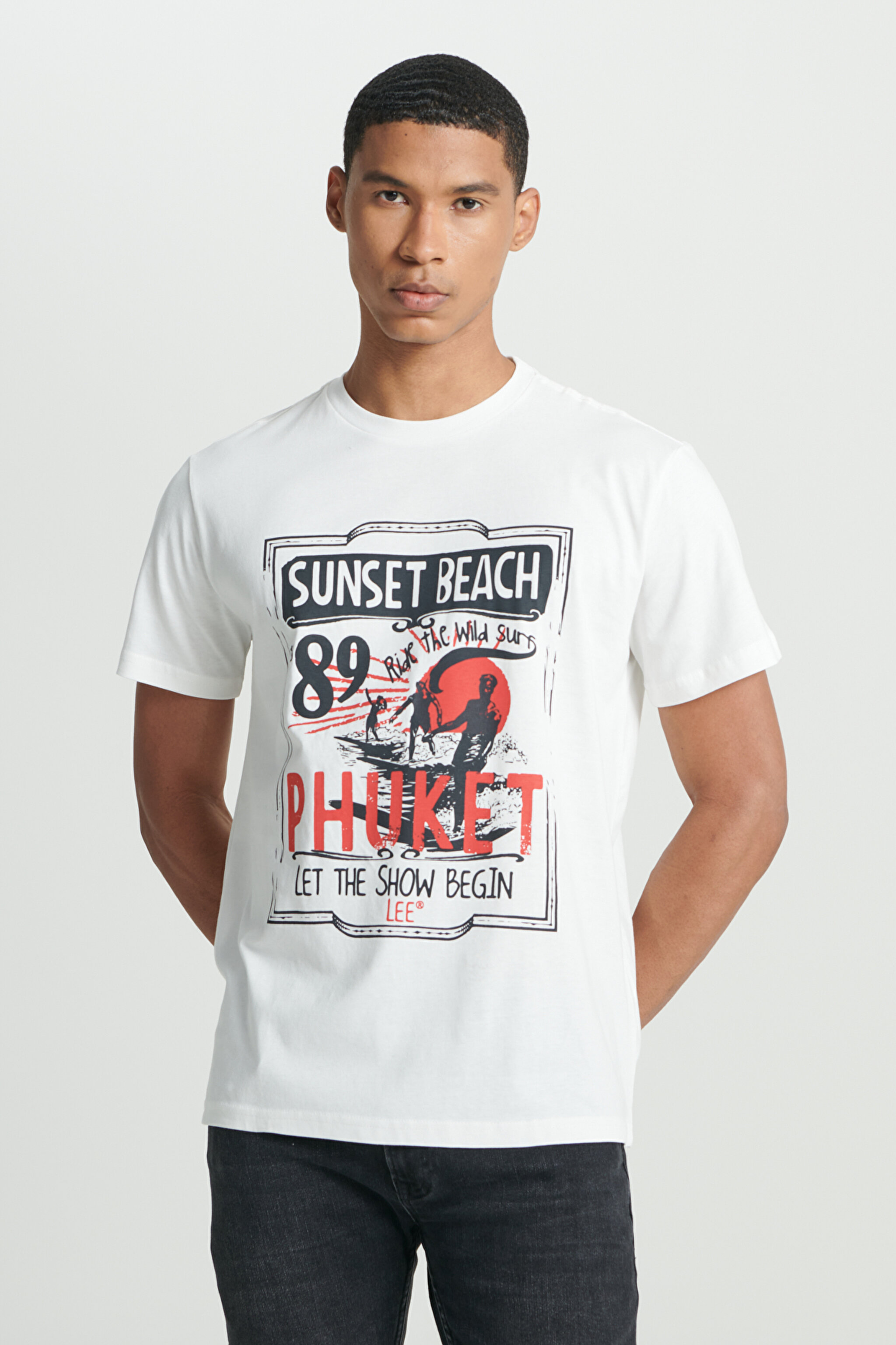 Regular Fit Normal Kesim %100 Pamuk Bisiklet Yaka Tişört - Off White-L222616102 (görsel 2)