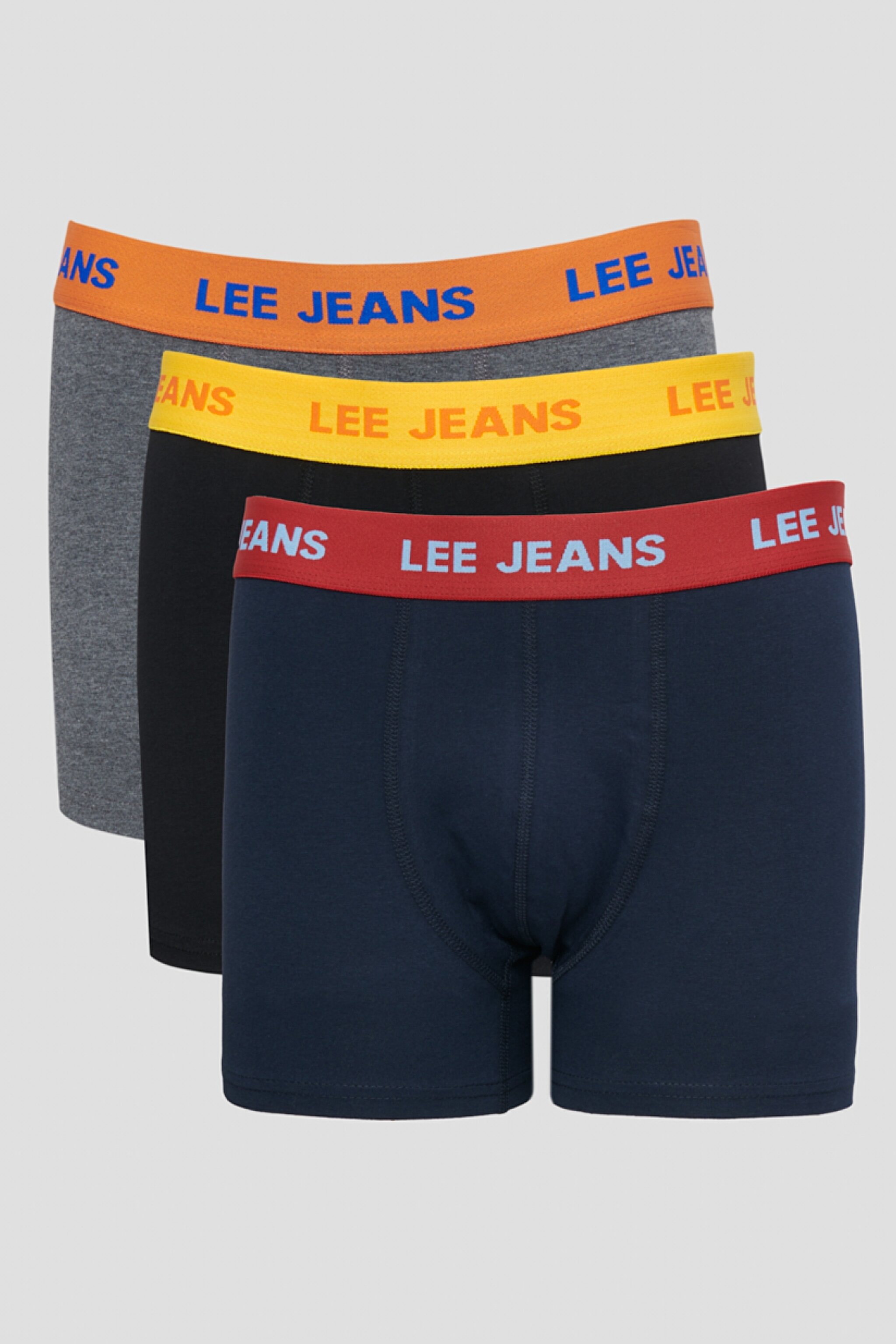 Jackadandy Regular Fit Siyah Lacivert Gri Melanj Logolu 3'lü Boxer Paketi