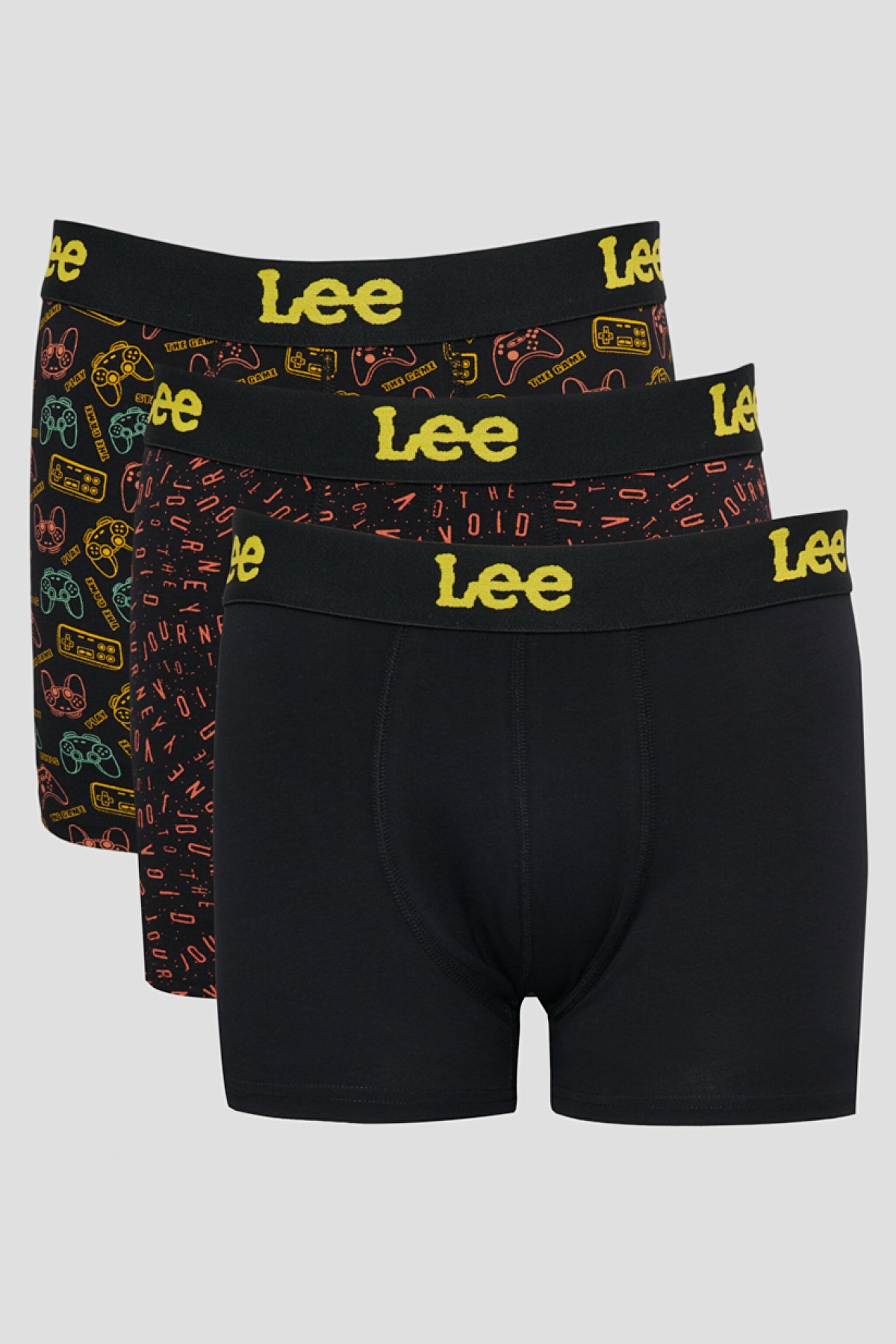 Jackadandy Regular Fit Siyah Desenli Logolu 3'lü Boxer Paketi