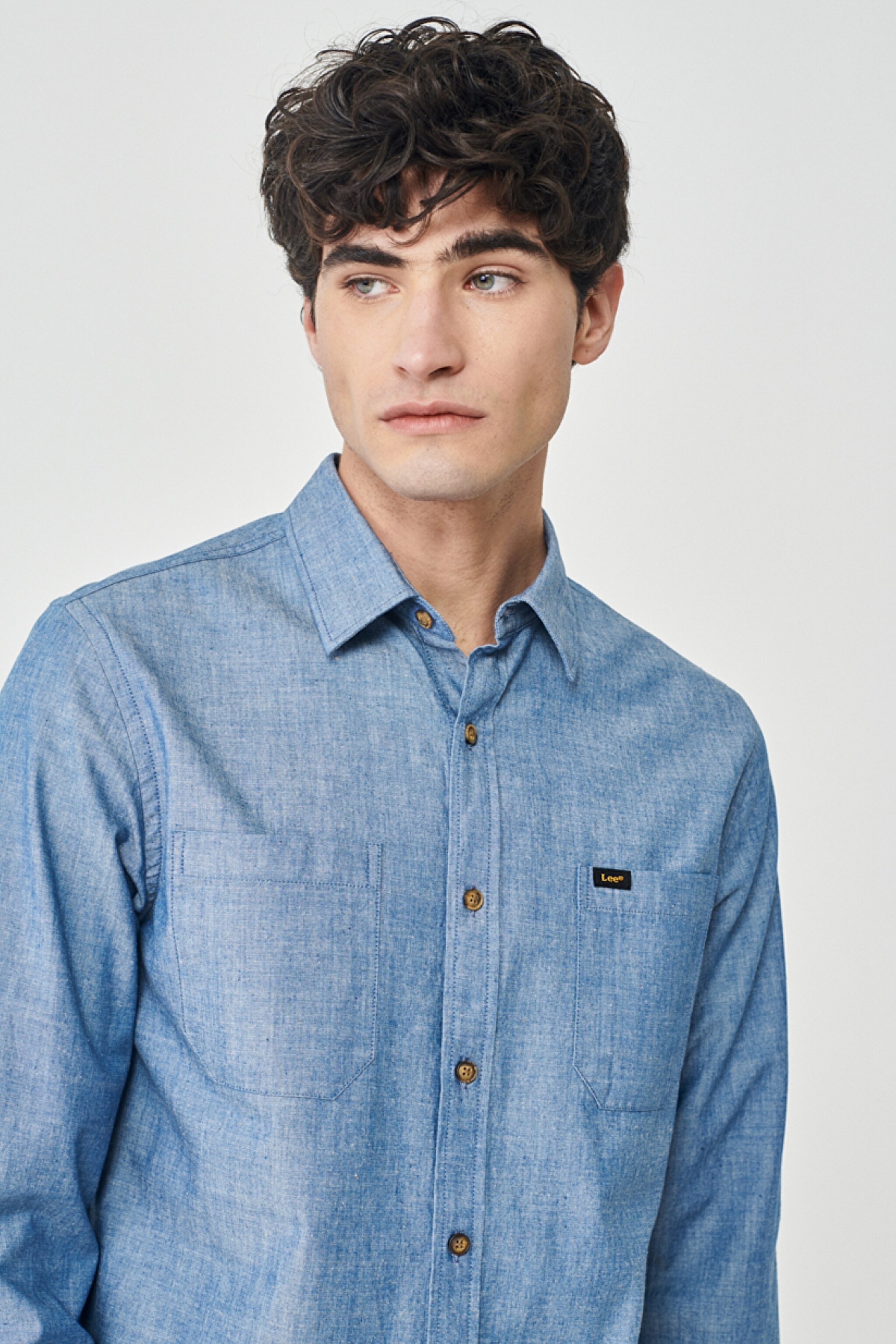 Regular Fit Normal Kesim %100 Pamuk Mavi Jean Kot Gömlek - Rinse-L23104736 (görsel 4)