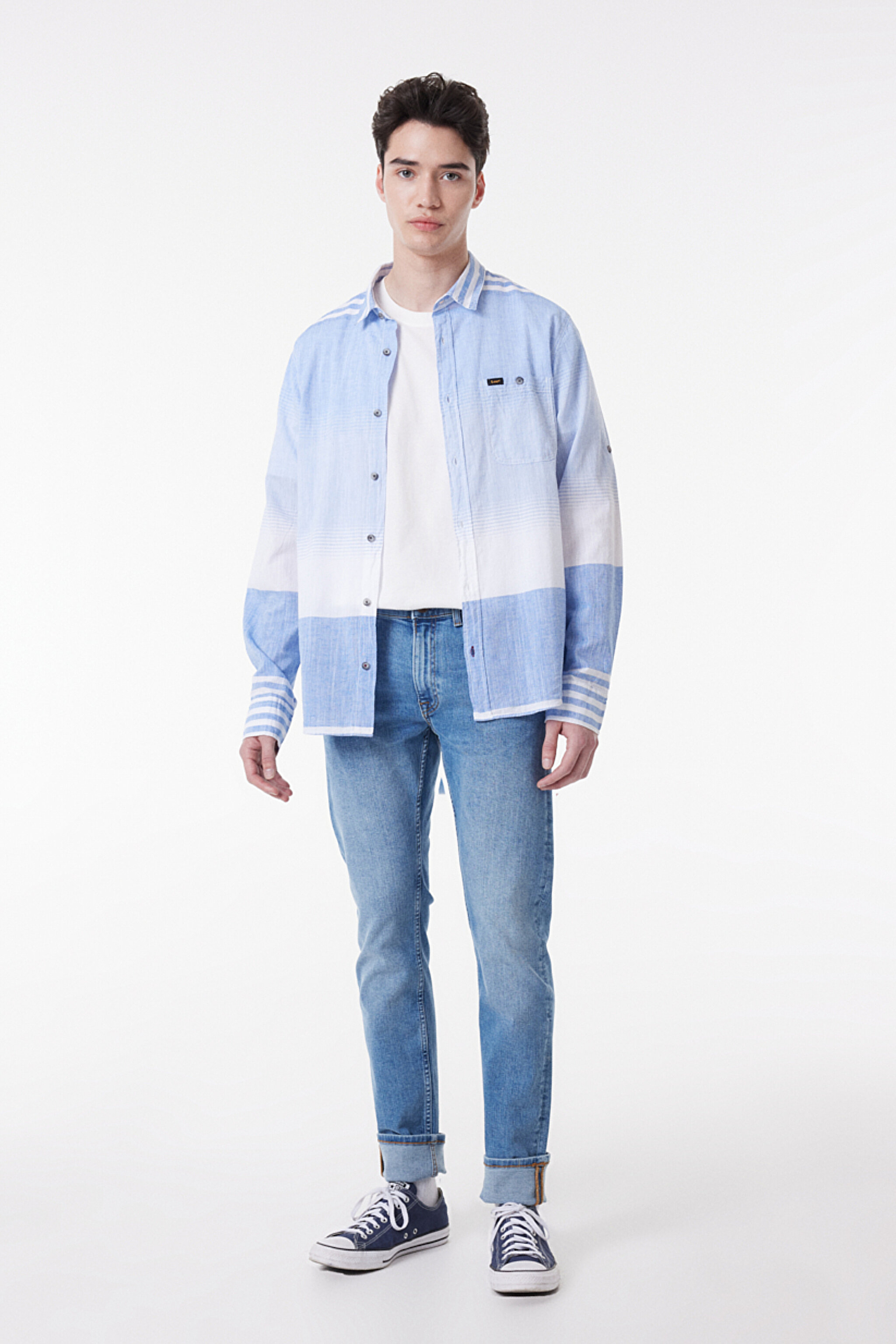 Regular Fit Normal Kesim %100 Pamuk Açık Mavi Gömlek - Multi-L231066900