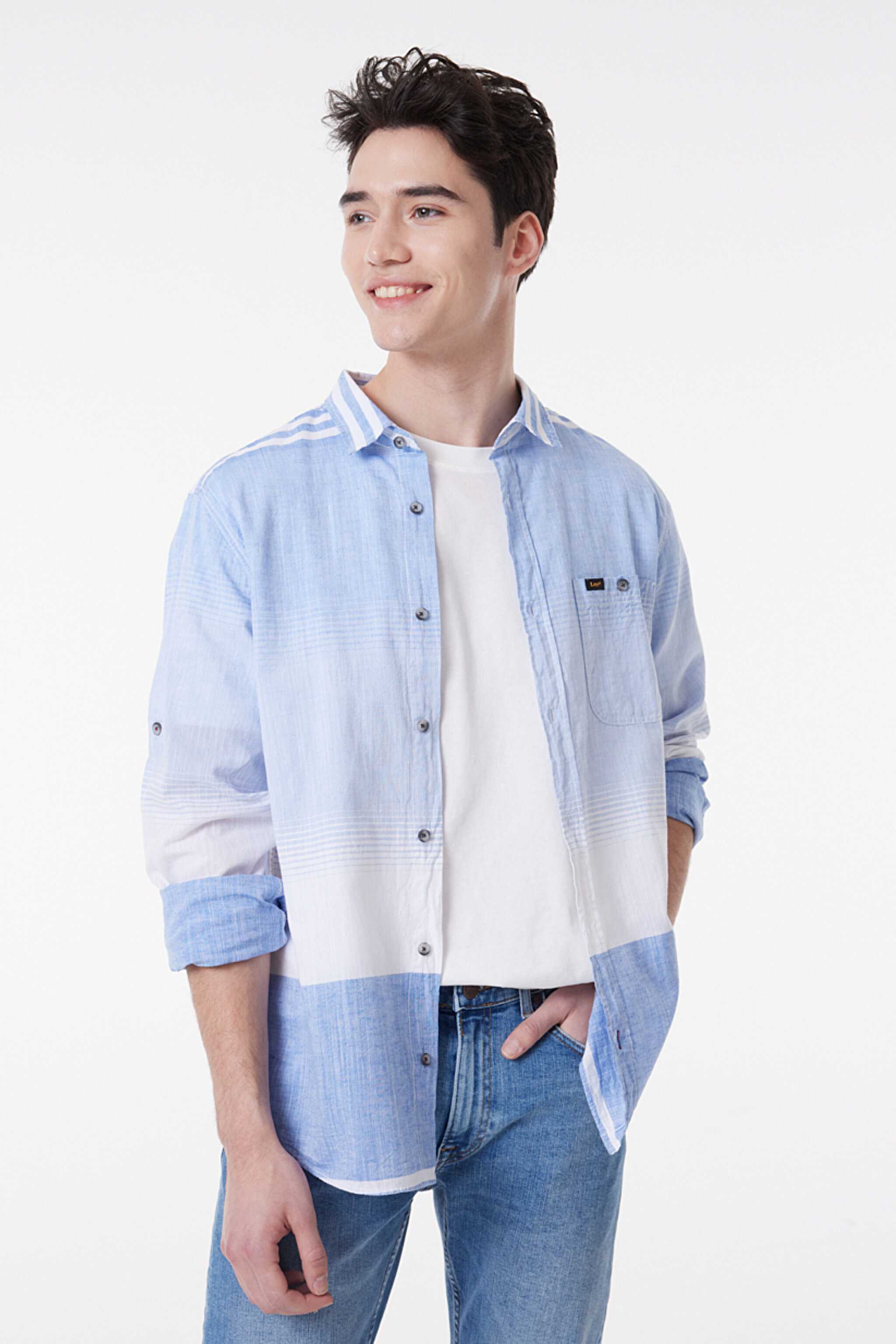 Regular Fit Normal Kesim %100 Pamuk Açık Mavi Gömlek - Multi-L231066900 (görsel 2)