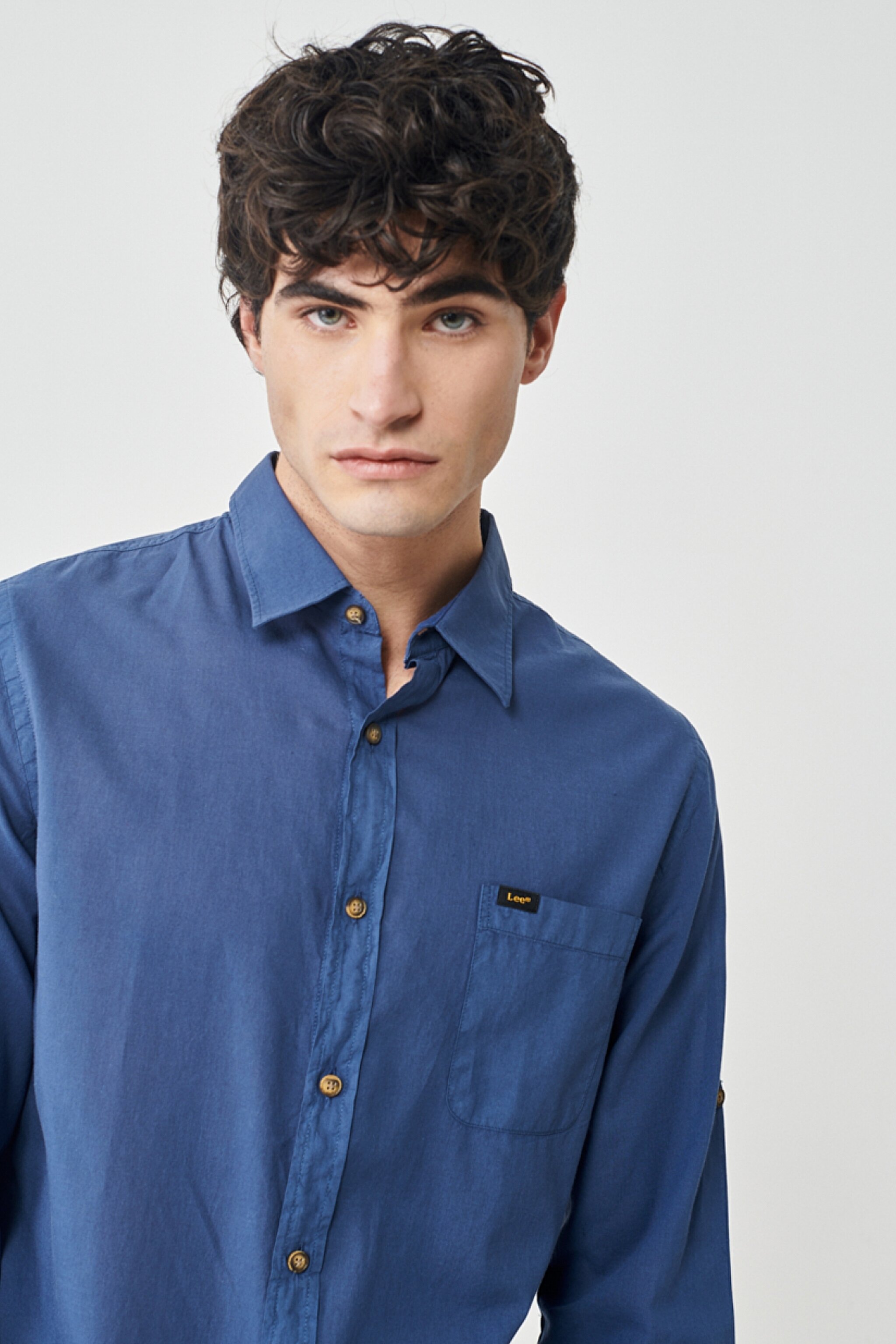 Regular Fit Normal Kesim %100 Pamuk Lacivert Uzun Kollu Gömlek - Navy-L231068410 (görsel 3)