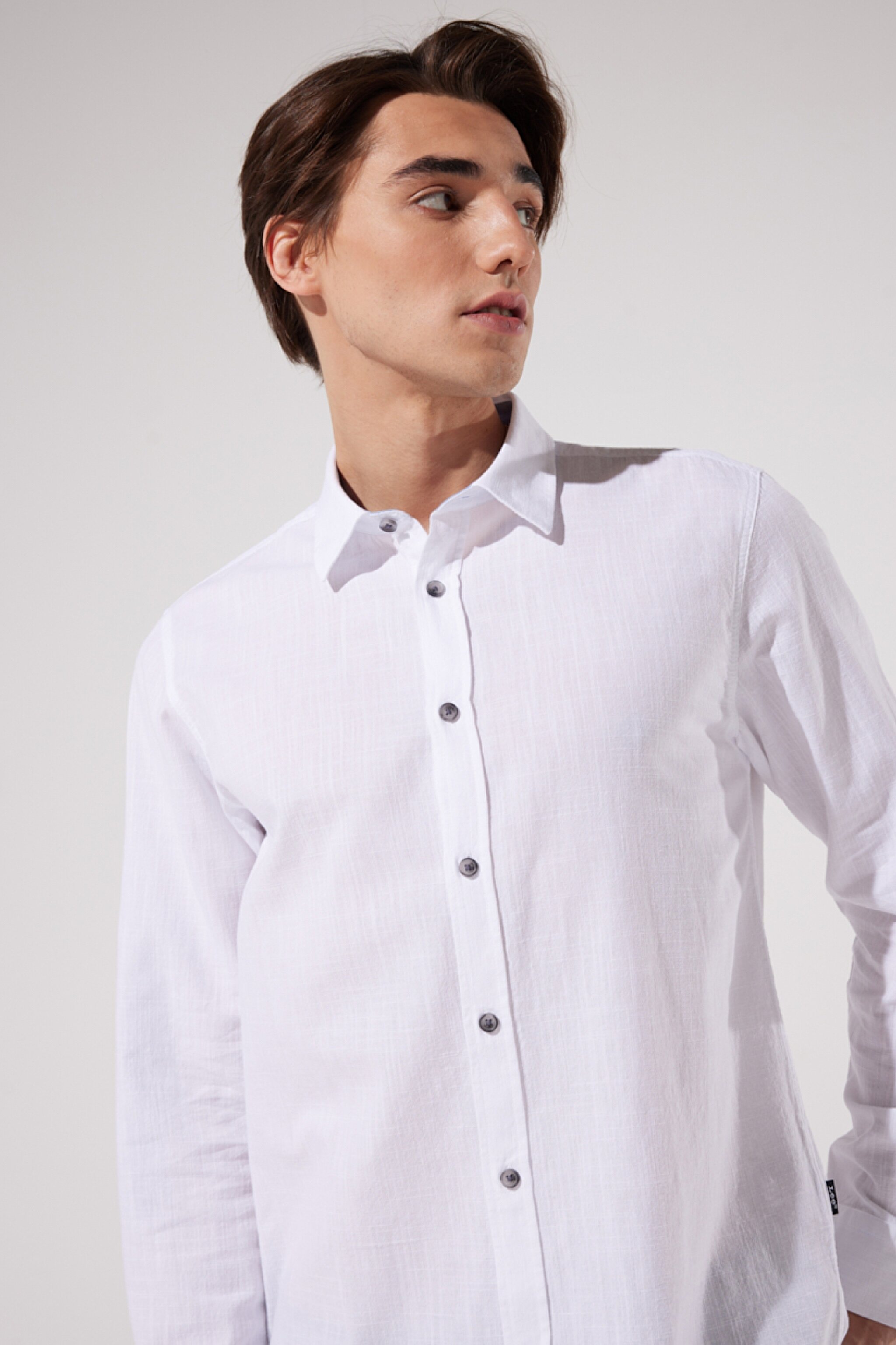 Regular Fit Normal Kesim %100 Pamuk Uzun Kollu Beyaz Gömlek - White-L231069100