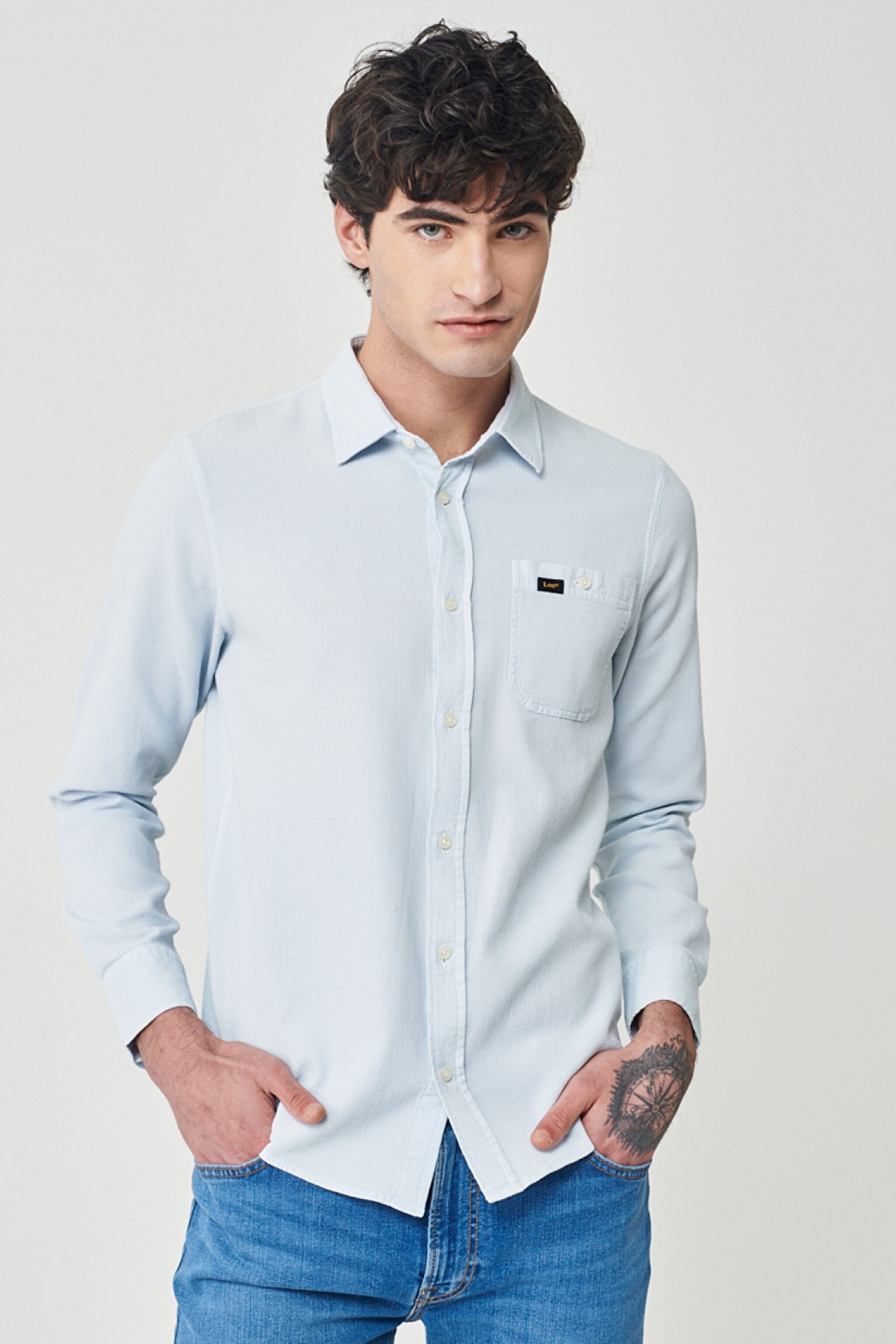 Regular Fit Normal Kesim %100 Pamuk Mavi Uzun Kollu Gömlek - Blue-L231081400