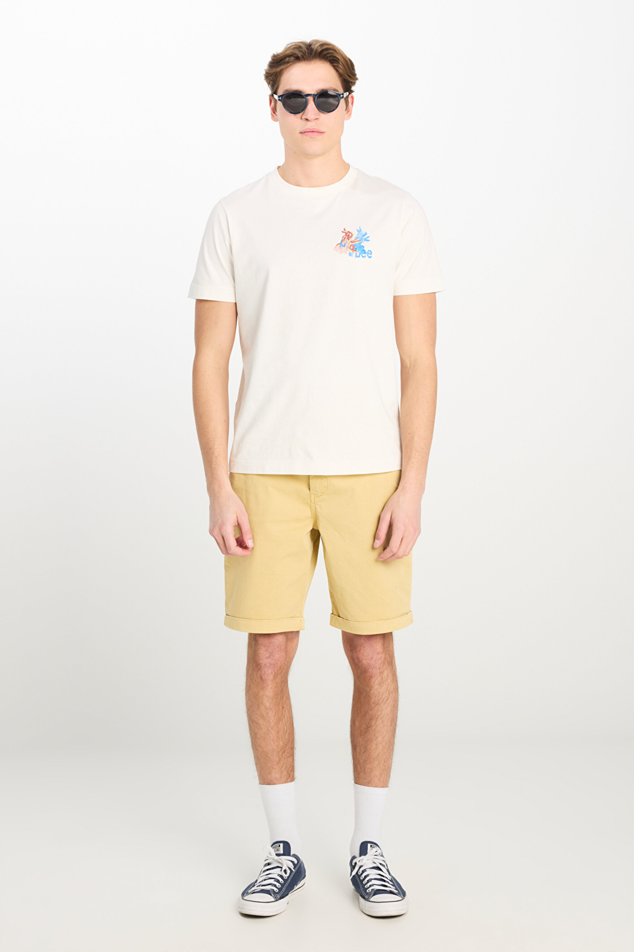 Regular Fit Normal Kesim Normal Bel Hardal Esnek Şort - Mustard-L231145210 (görsel 3)
