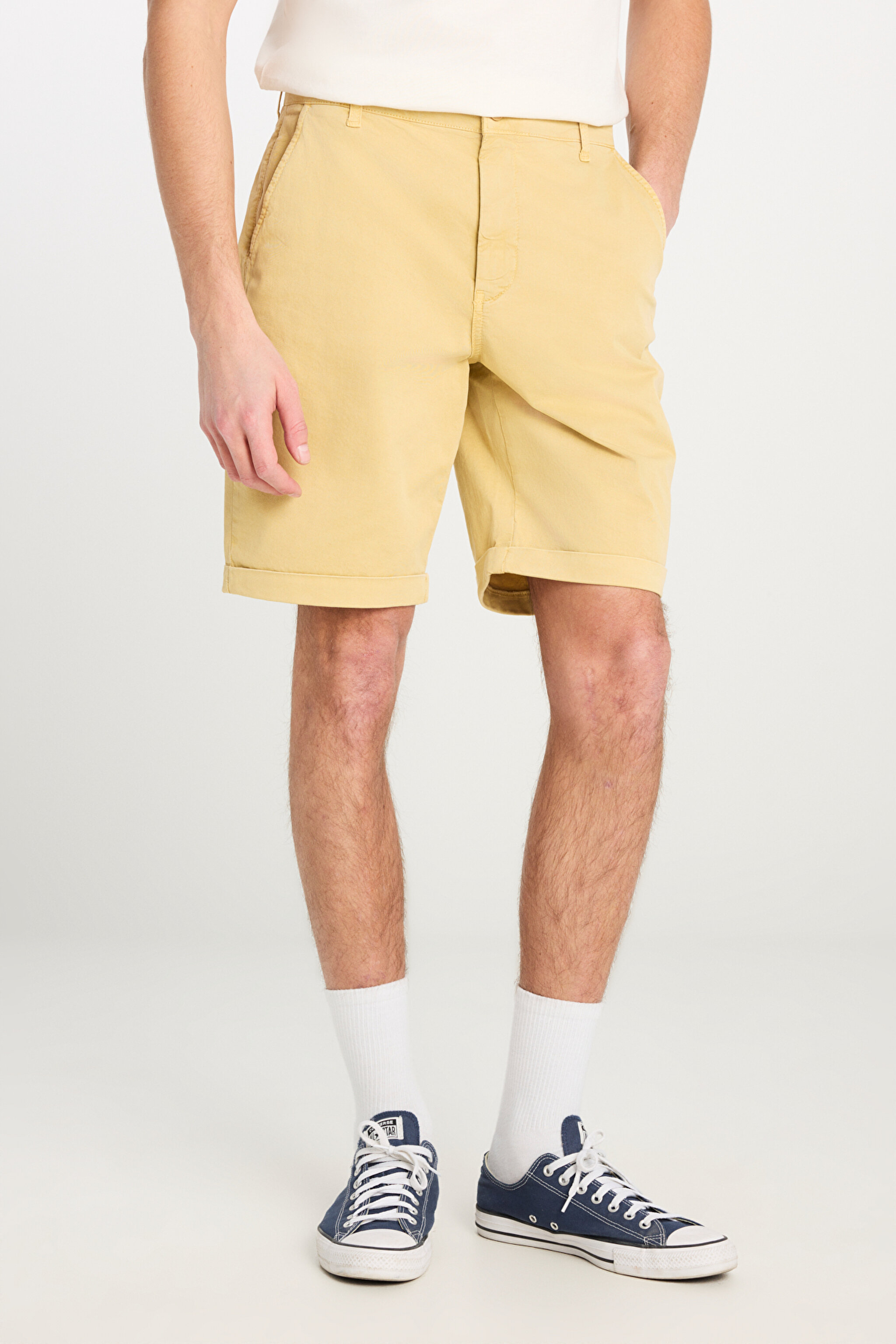 Regular Fit Normal Kesim Normal Bel Hardal Esnek Şort - Mustard-L231145210 (görsel 4)