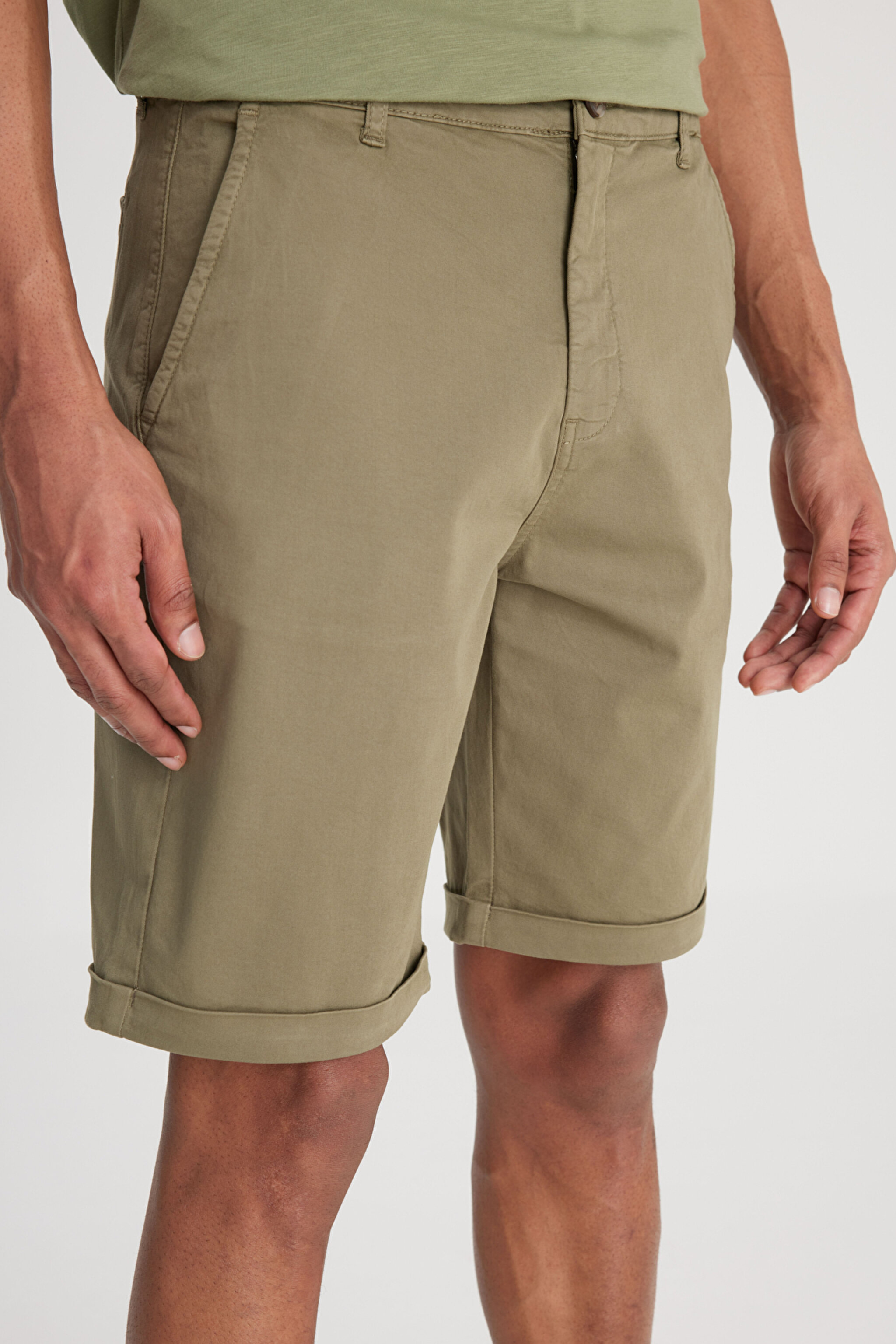 Regular Fit Normal Kesim Normal Bel Haki Esnek Şort - Khaki-L231145801 (görsel 3)