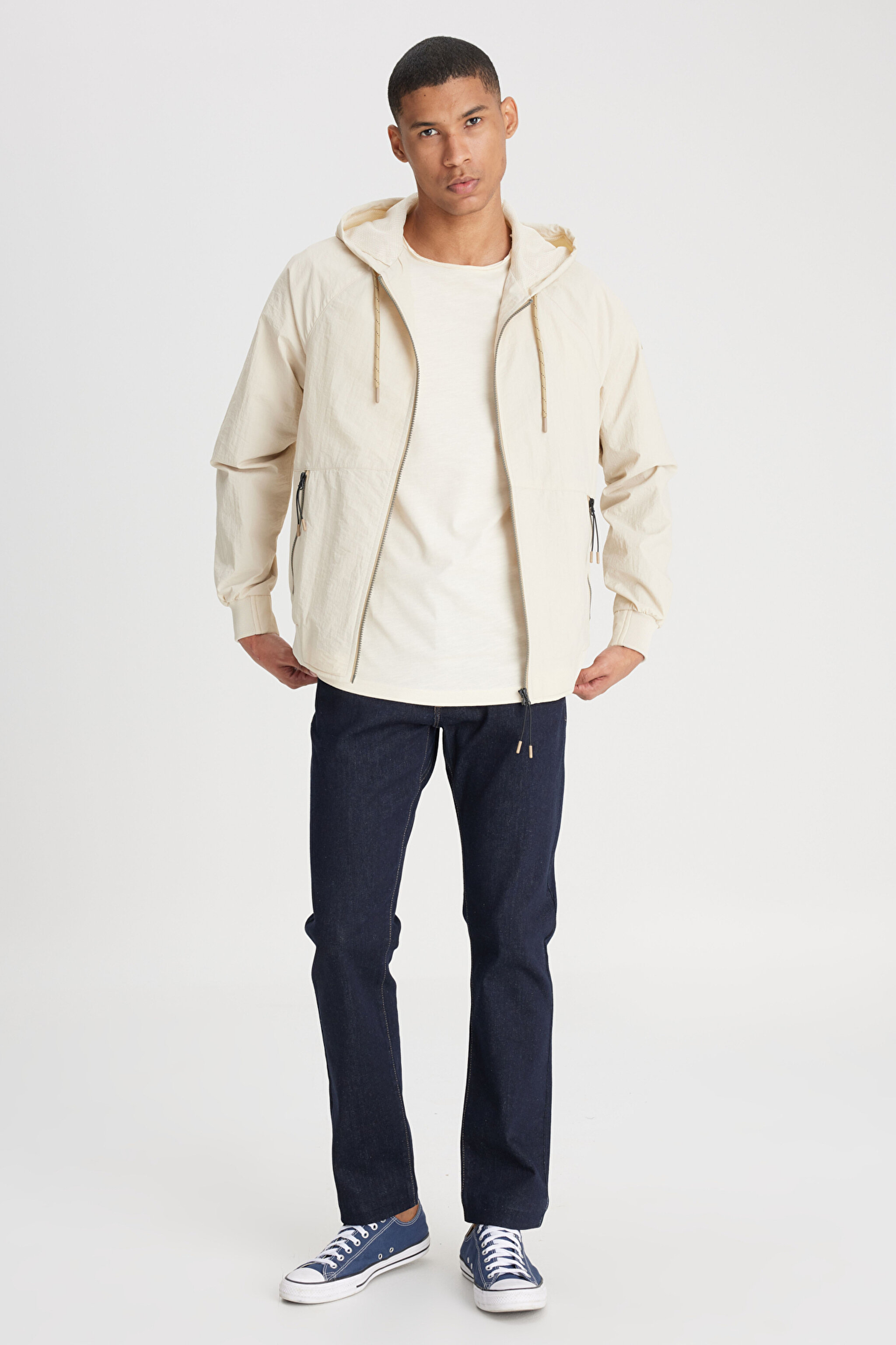 Regular Fit Normal Kesim Kapüşonlu Taş Rengi Mont Ceket - Stone-L231225013 (görsel 4)