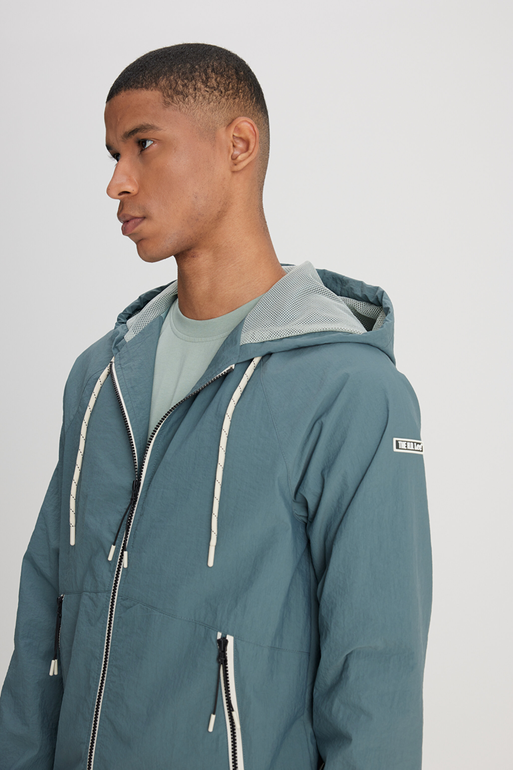 Regular Fit Normal Kesim Kapüşonlu Tam Fermuarlı Mint Yeşili Ceket - Mint Green-L231225303 (görsel 3)