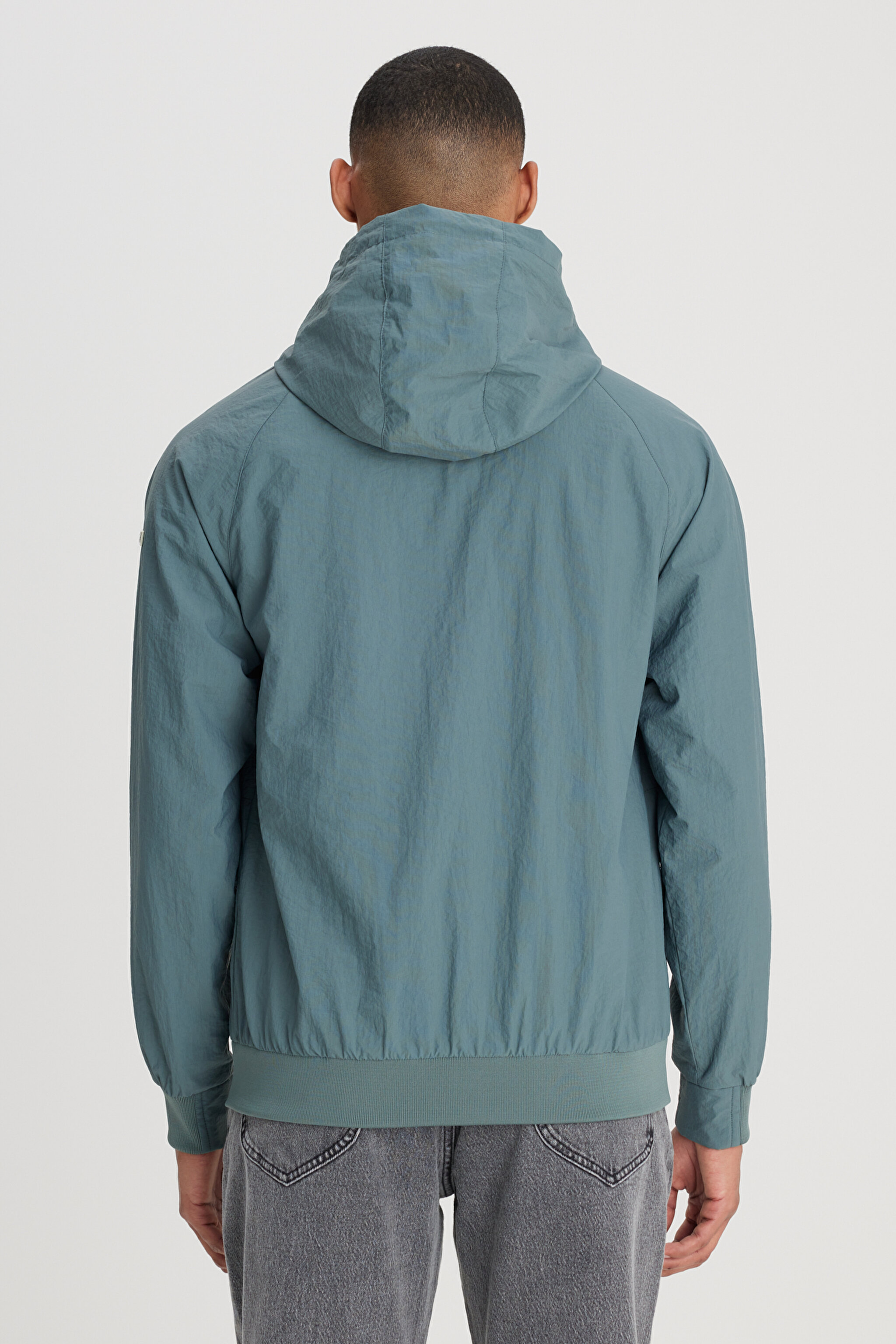Regular Fit Normal Kesim Kapüşonlu Tam Fermuarlı Mint Yeşili Ceket - Mint Green-L231225303 (görsel 5)