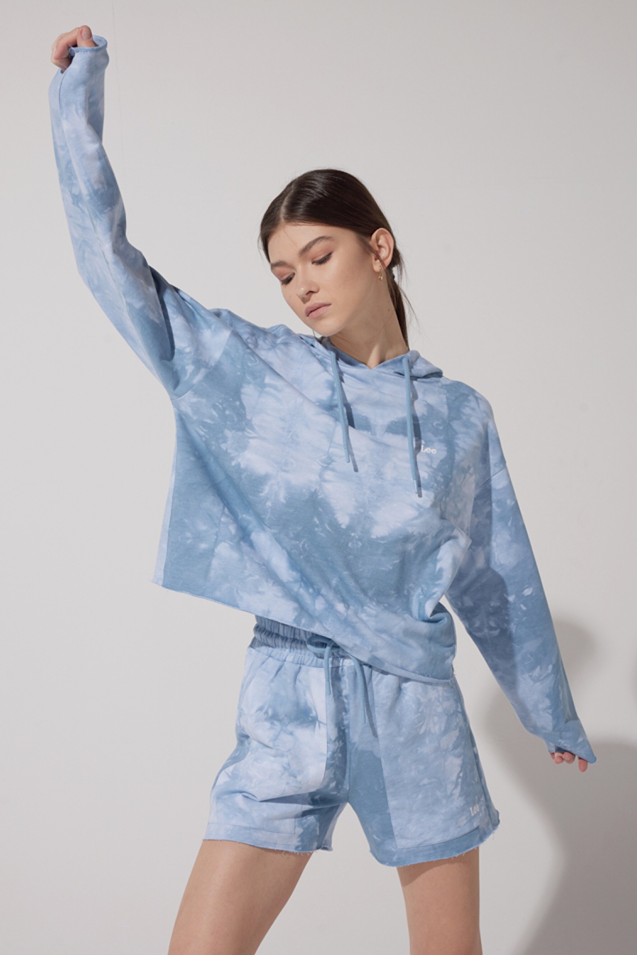 Regular Fit Normal Kesim %100 Pamuk Kapüşonlu Yaka Desenli Sweatshirt - Blue-L231230400
